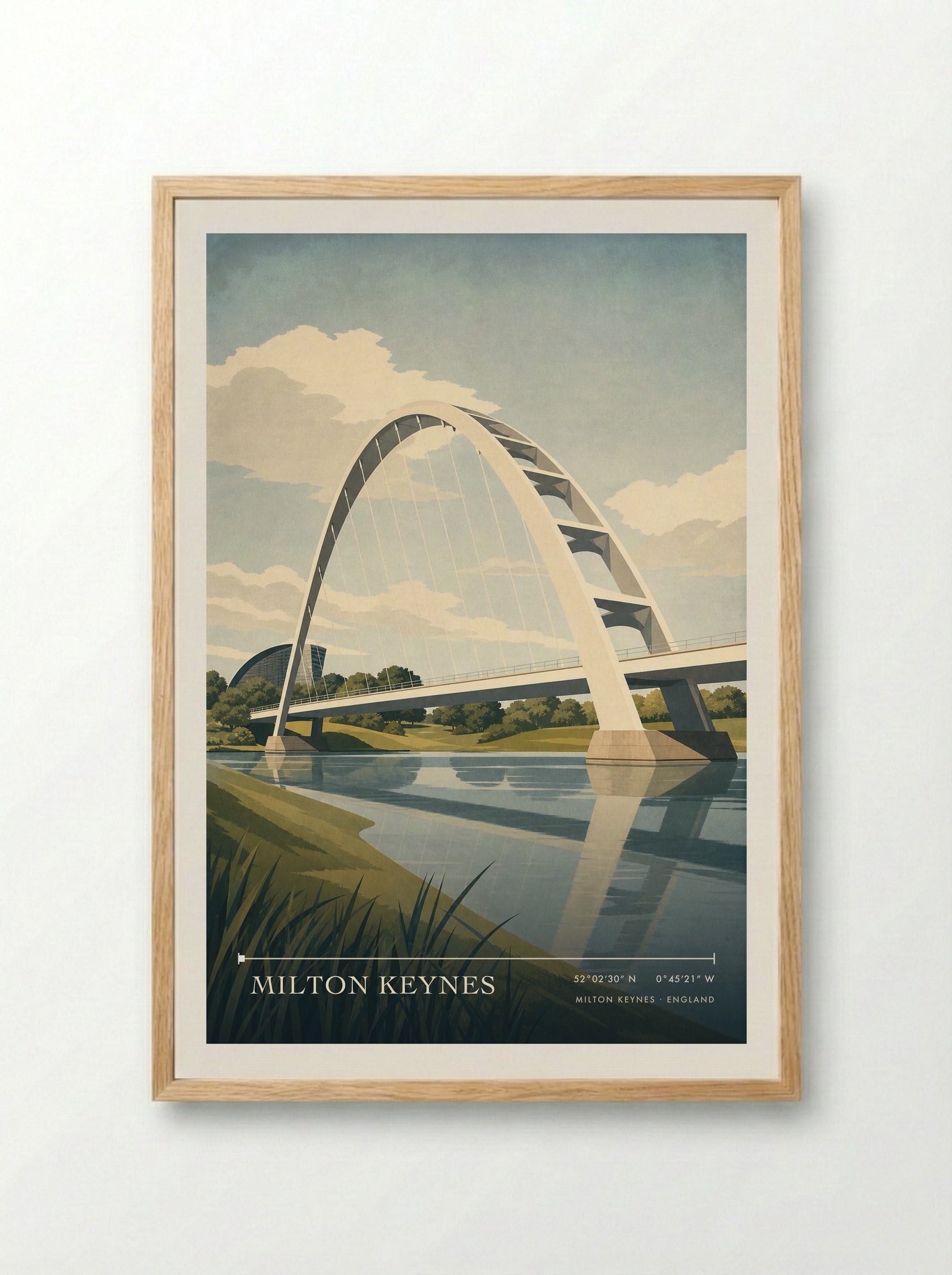 Milton Keynes England Travel Poster - Framed Print Wood