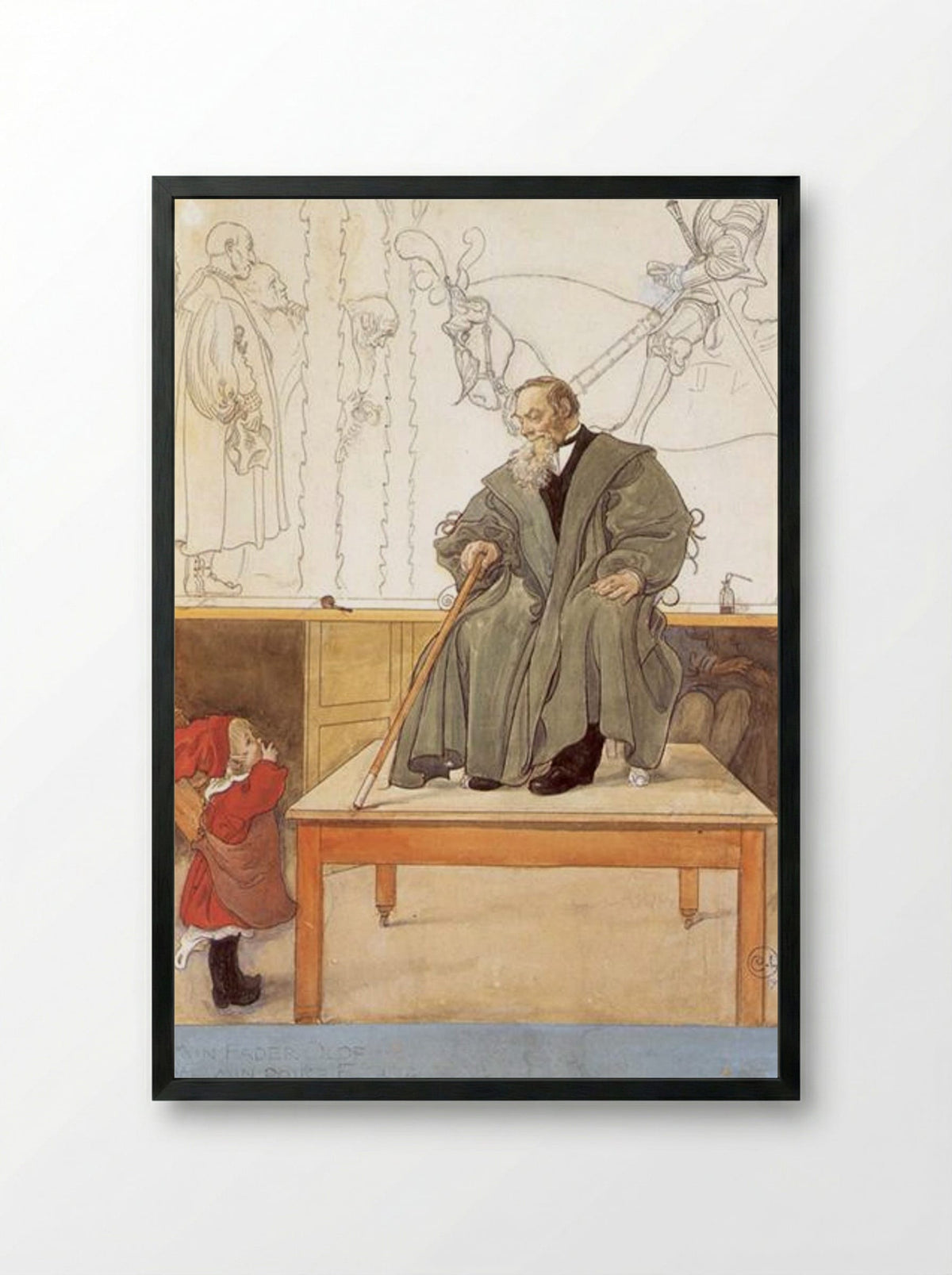 Min Fader (My Father) - Carl Larsson - Framed Print Black
