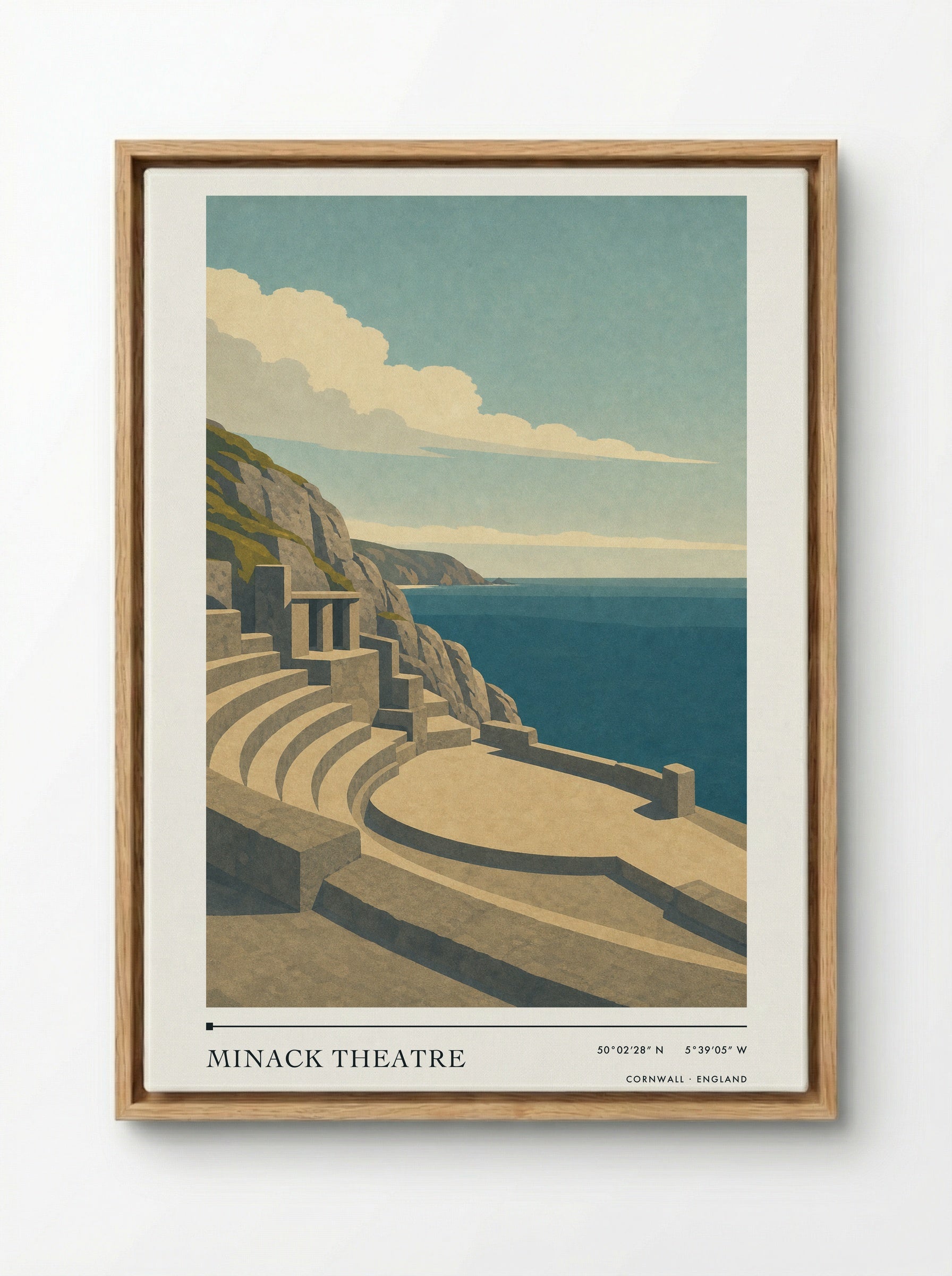 Minack Theatre Travel Poster Artwork - Framed Canvas Wood
