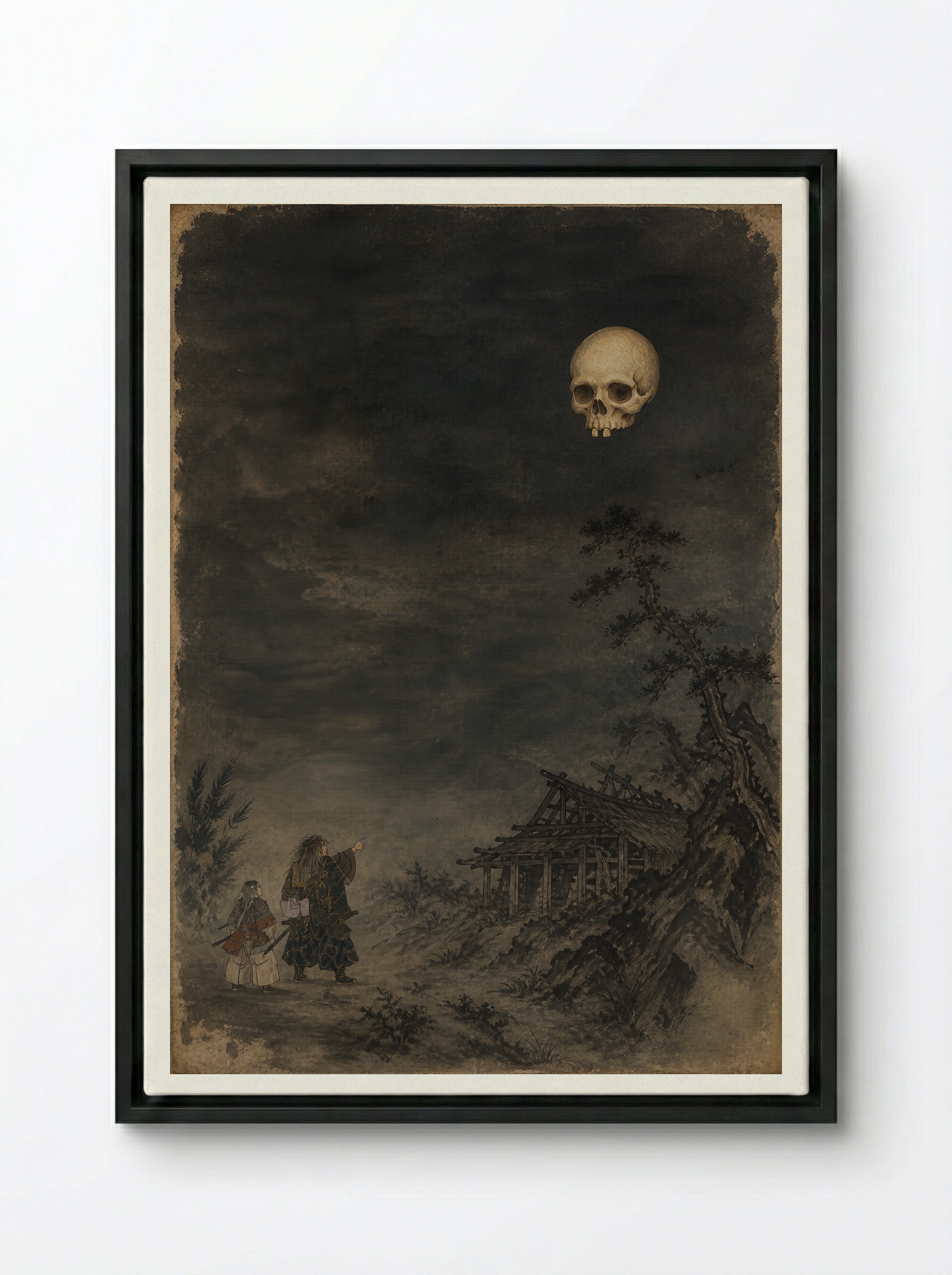 Minamoto no Yorimitsu and the Earth Spider: The Skull Above Kaguraoka - Framed Canvas Black