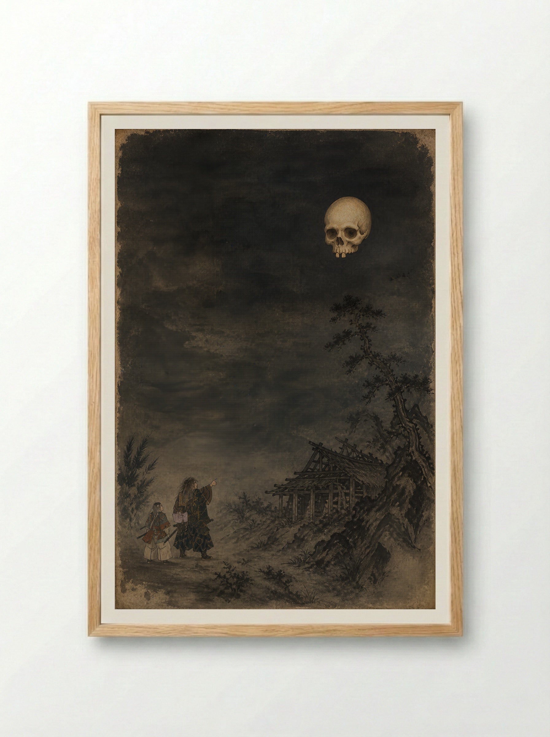 Minamoto no Yorimitsu and the Earth Spider: The Skull Above Kaguraoka - Framed Print Wood
