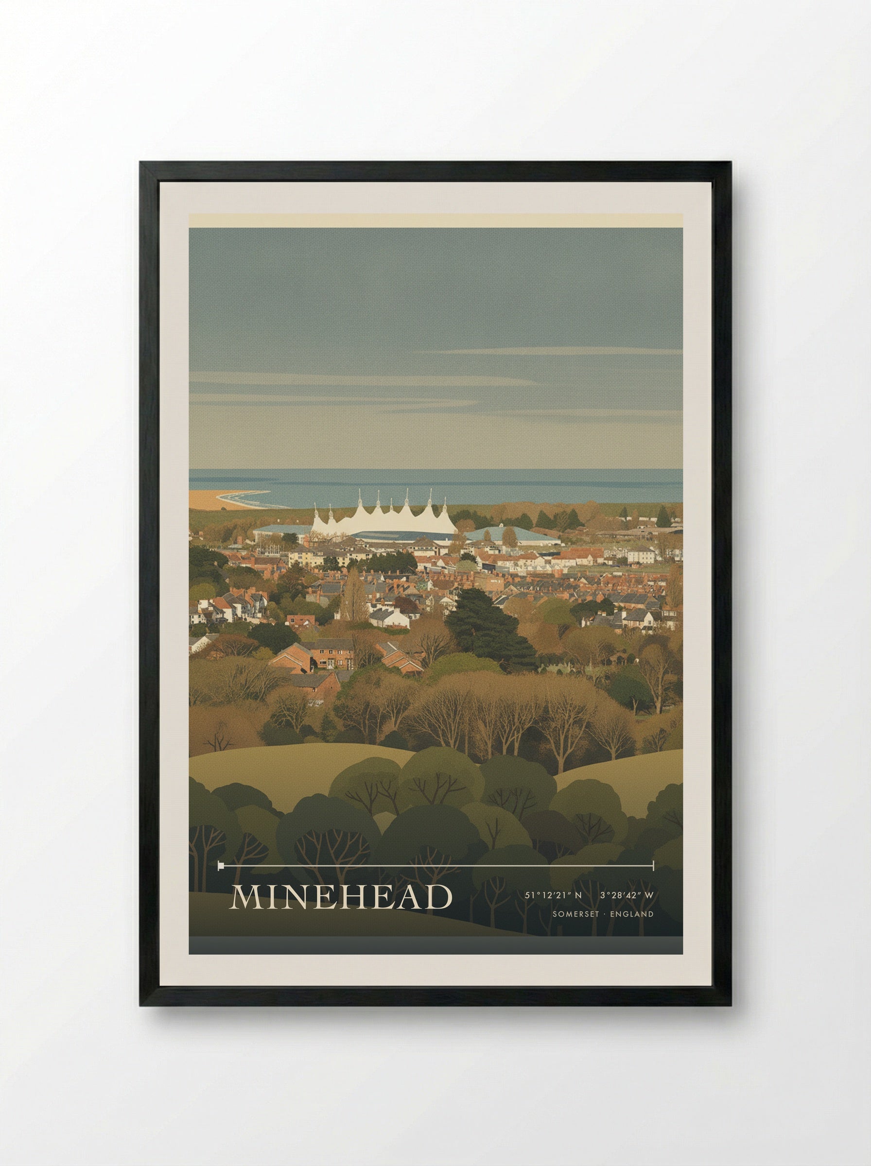 Minehead Somerset England Travel Poster - Framed Print Black