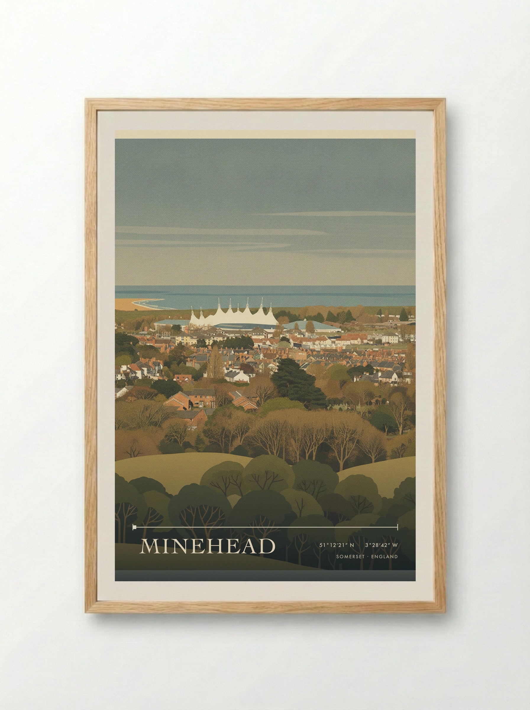 Minehead Somerset England Travel Poster - Framed Print Wood