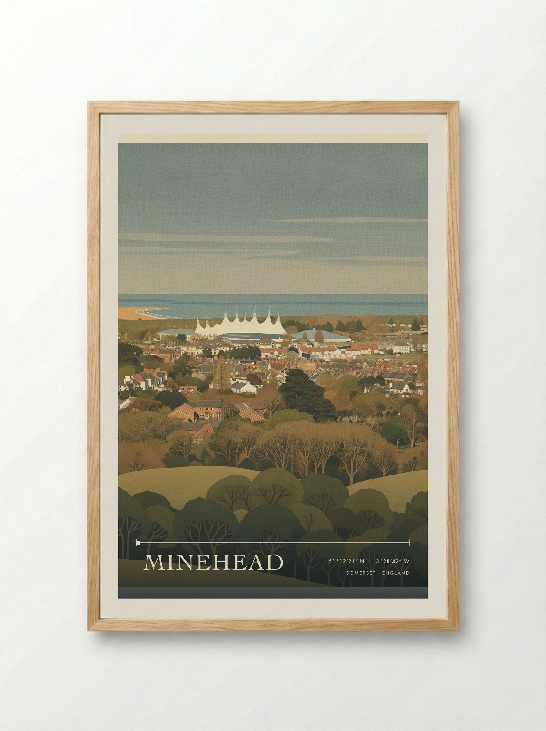 Minehead Somerset England Travel Poster - Framed Print Wood