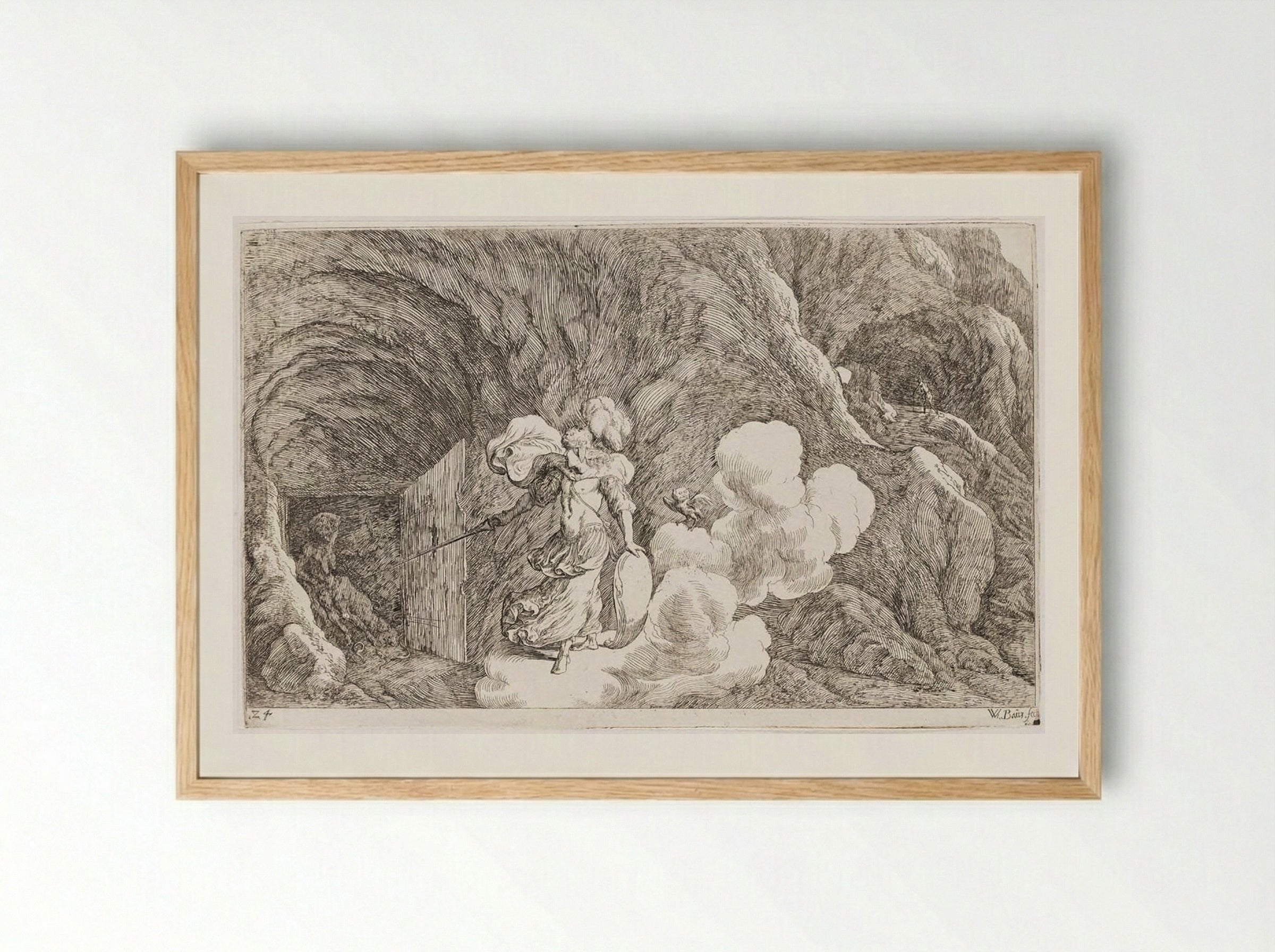 Minerva Commands Envy to Torment Aglauros - Johann Wilhelm Baur - Framed Print Wood