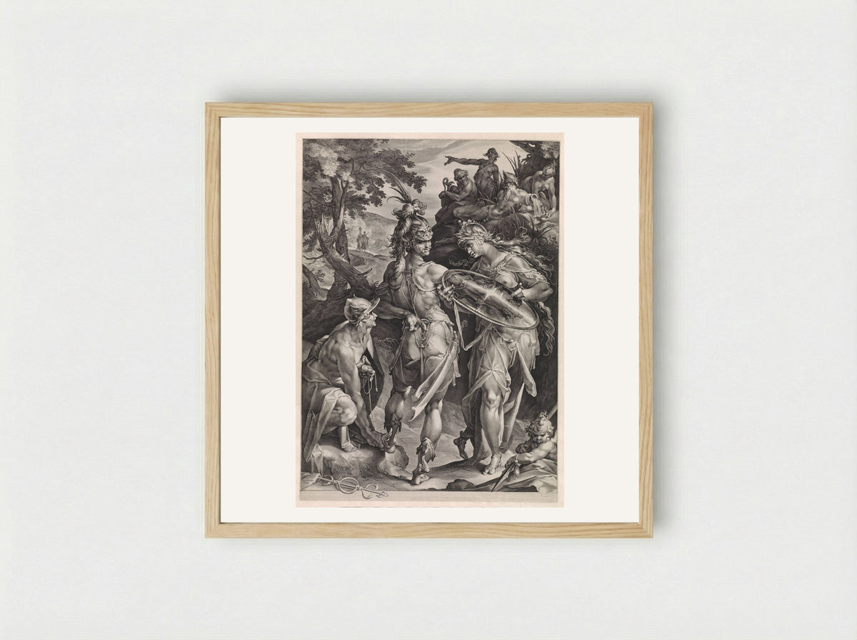 Minerva and Mercury Arming Perseus - Jan Harmensz. Muller - Framed Print Wood