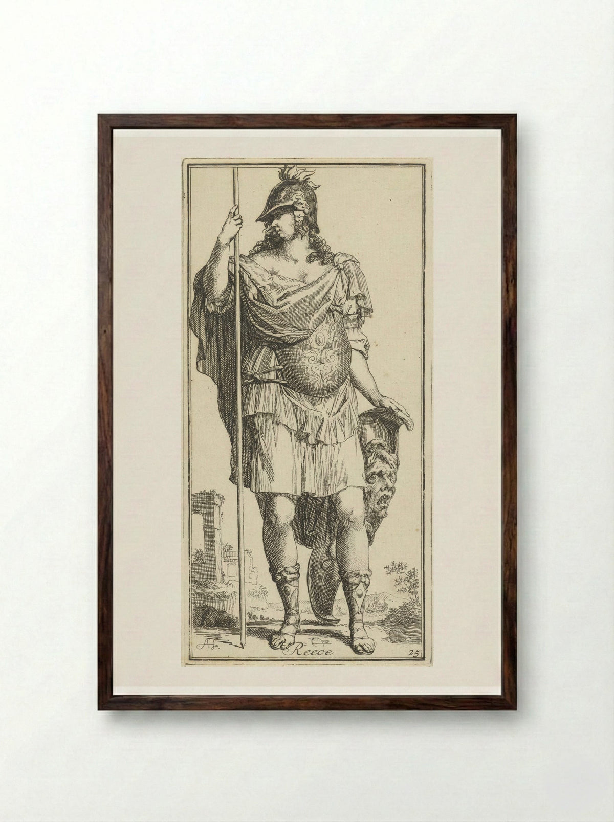 Minerva as Personification of Reason - Leonard Schenk - Framed Print Dark Wood