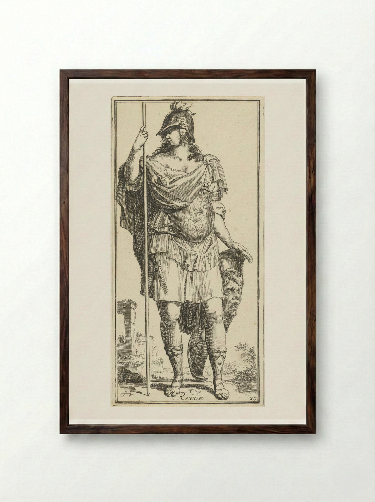 Minerva as Personification of Reason - Leonard Schenk - Framed Print Dark Wood