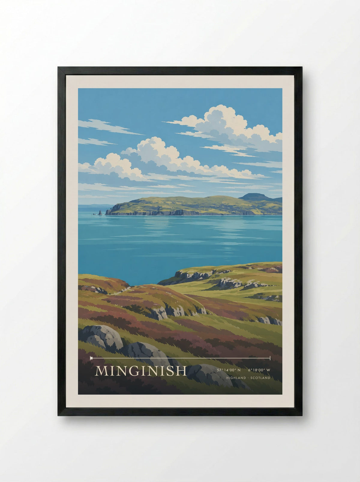 Minginish, Highland | Travel Poster - Framed Print Black