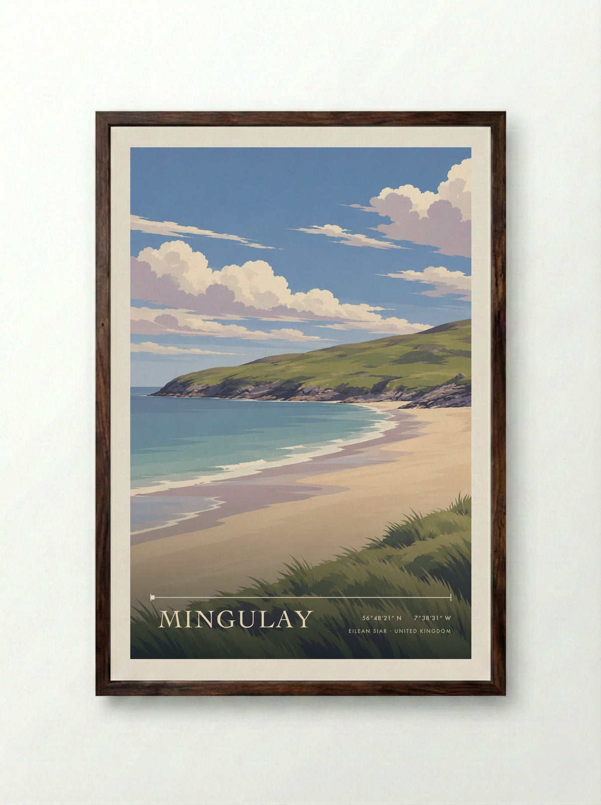 Mingulay, Eilean Siar | Travel Poster - Framed Print Dark Wood