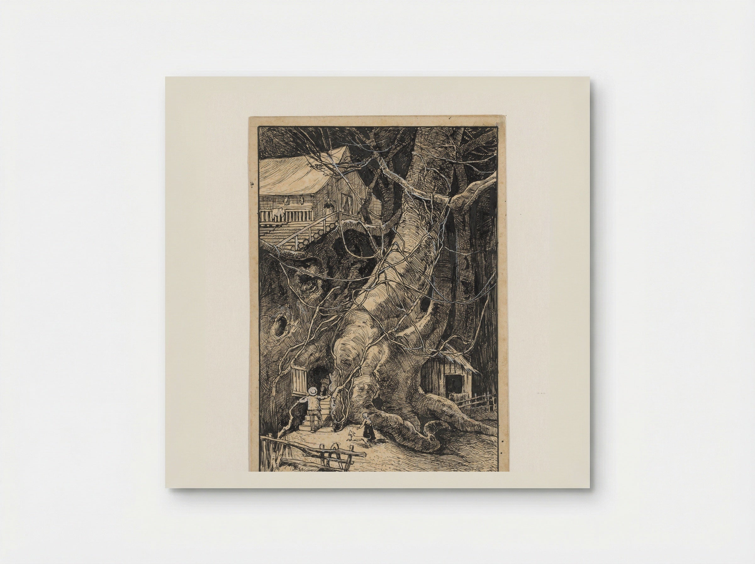 Miniatuurhuis tegen een boom - Willem Wenckebach - Poster