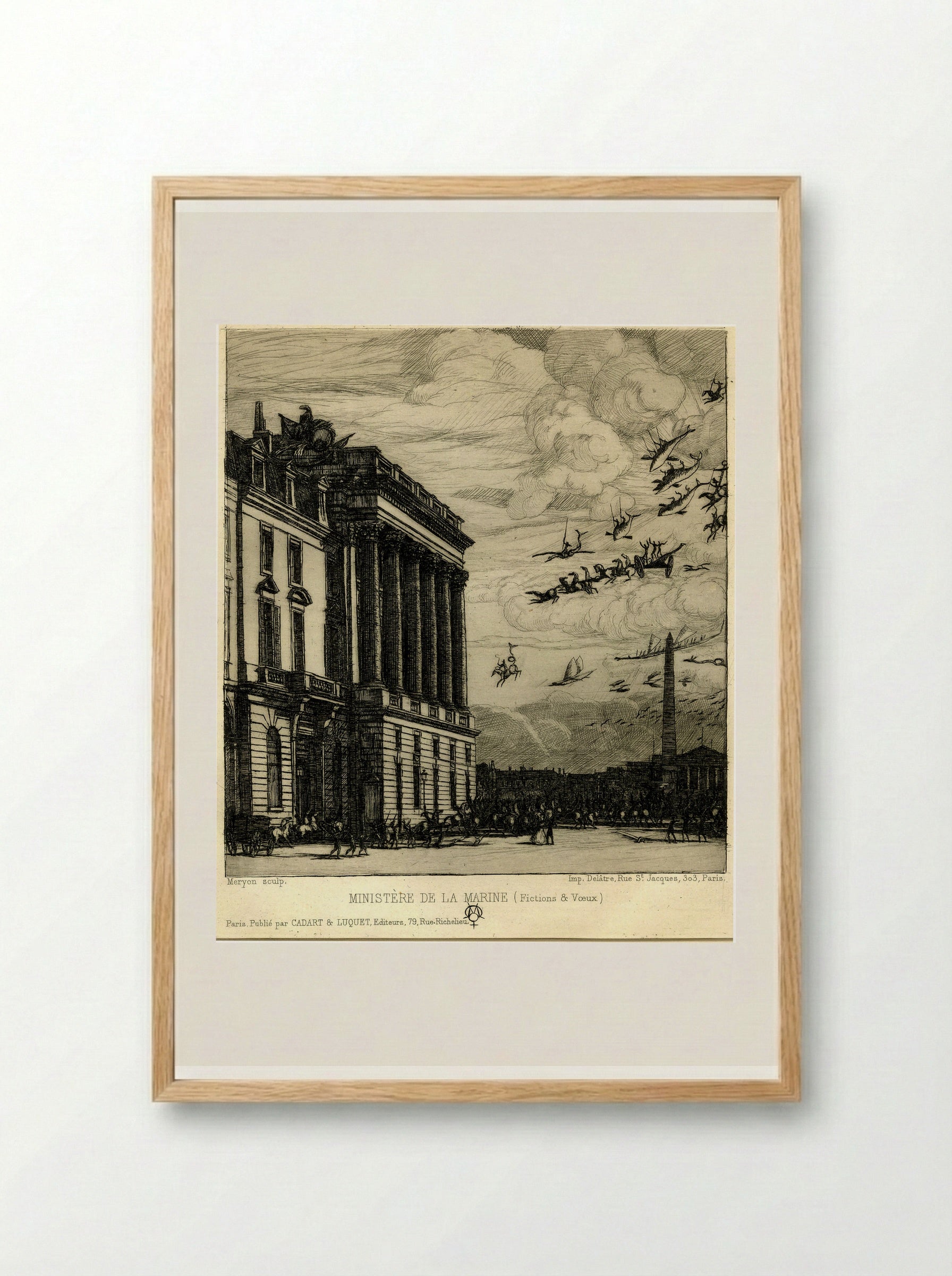 Ministère de la Marine (Fictions & Vœux) - Charles Meryon - Framed Print Wood