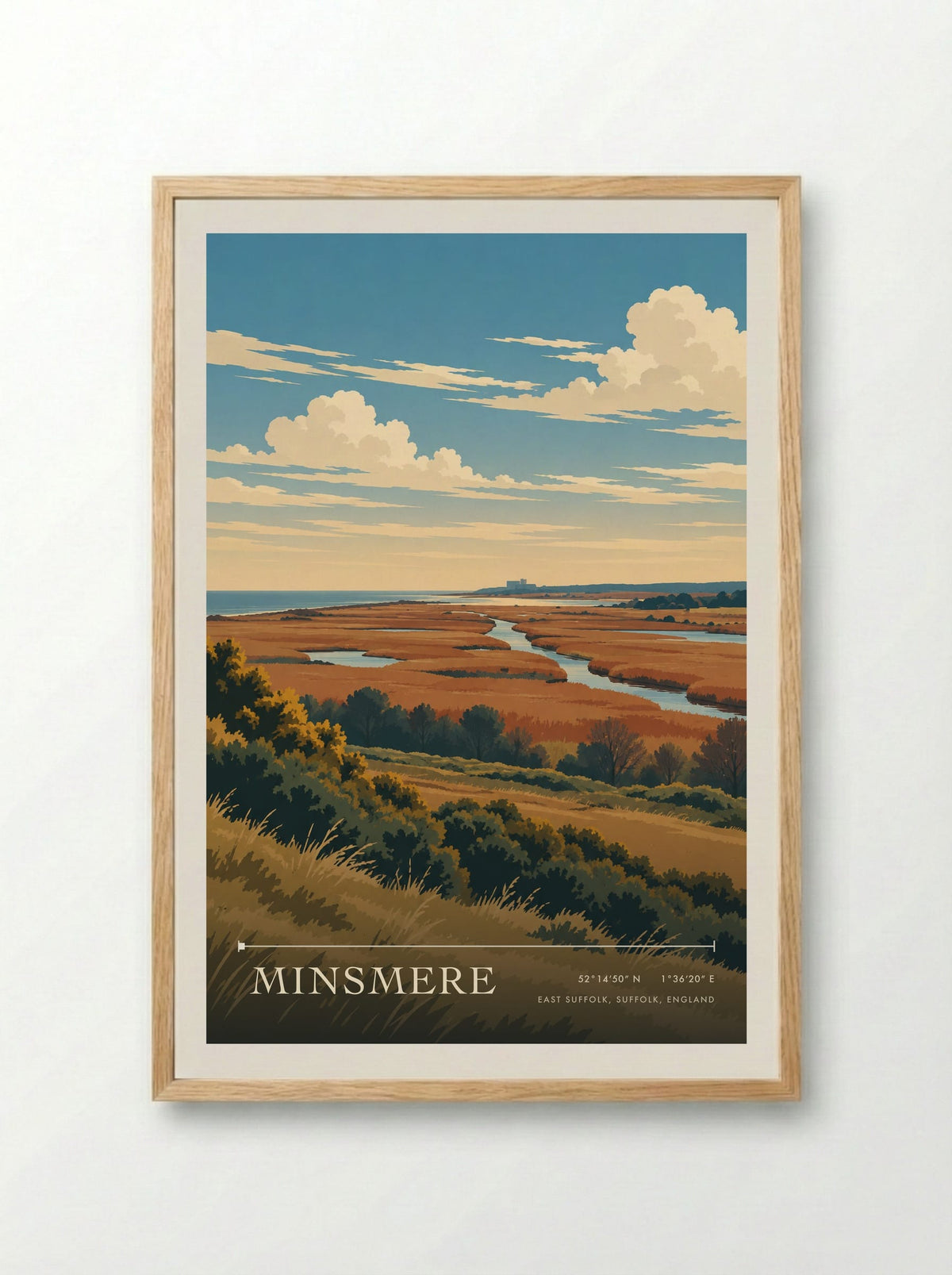 Minsmere, East Suffolk, Suffolk, England | Travel Poster - Framed Print Wood