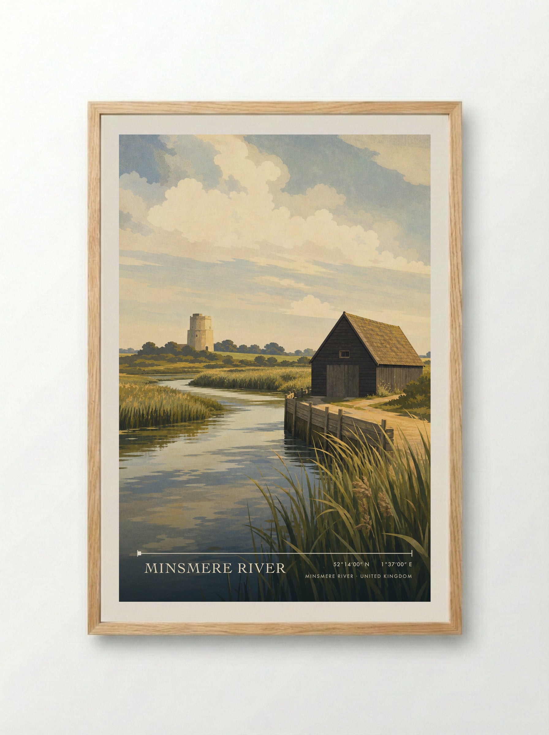 Minsmere River United Kingdom Travel Poster - Framed Print Wood