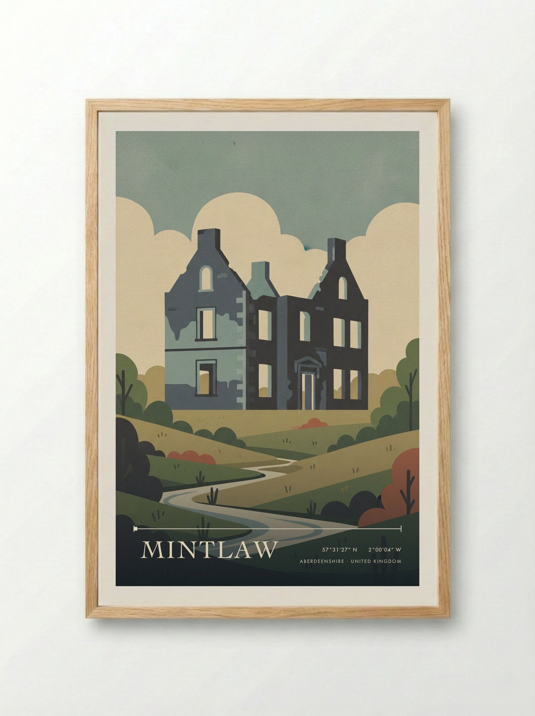 Mintlaw Aberdeenshire United Kingdom Travel Poster - Framed Print Wood