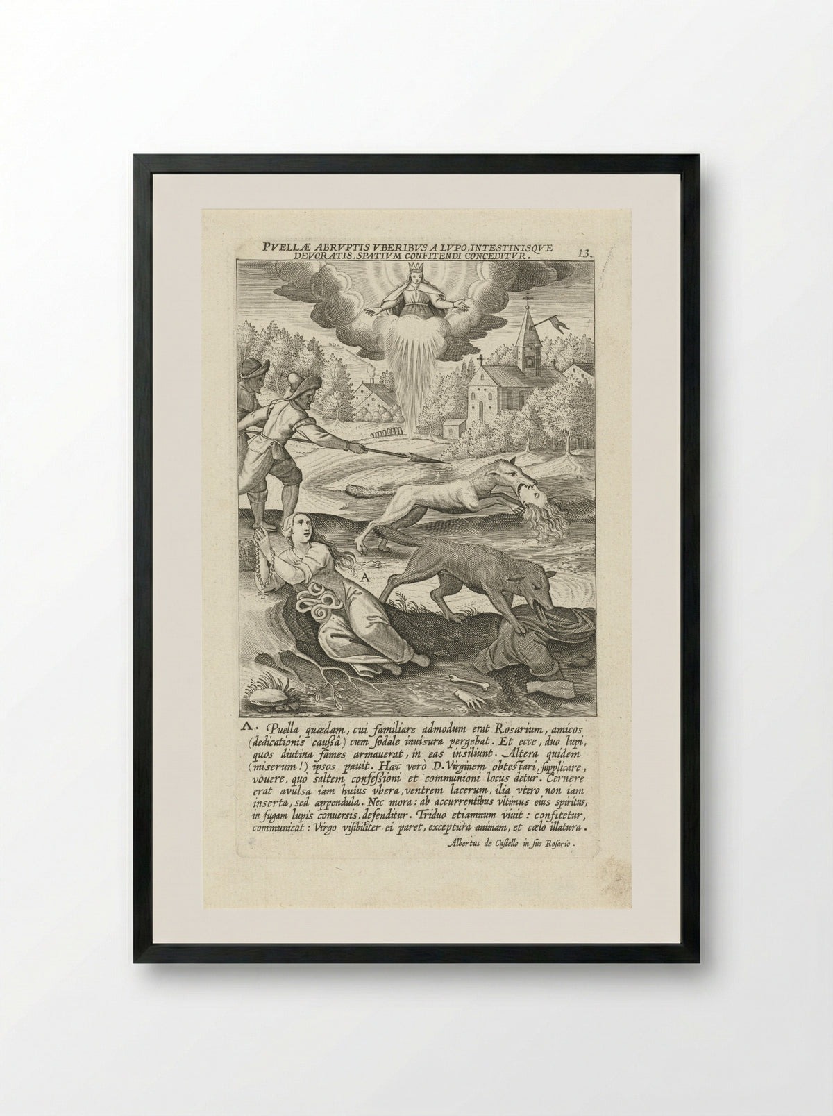 Mirakel van de redding van de wolven - Theodoor Galle - Framed Print Black
