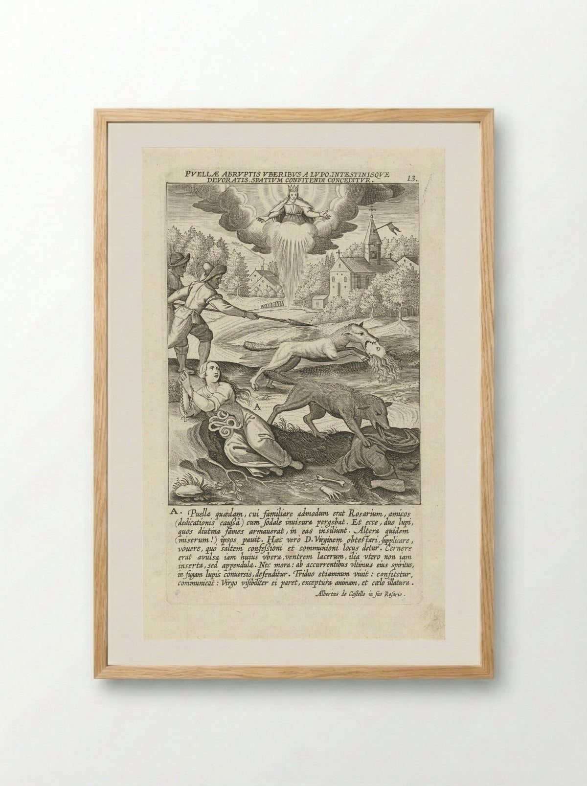 Mirakel van de redding van de wolven - Theodoor Galle - Framed Print Wood
