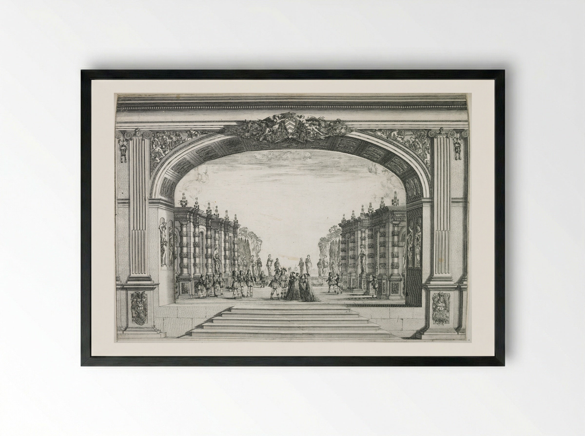 Mirame: Scene from Act 5 - Stefano Della Bella - Framed Print Black