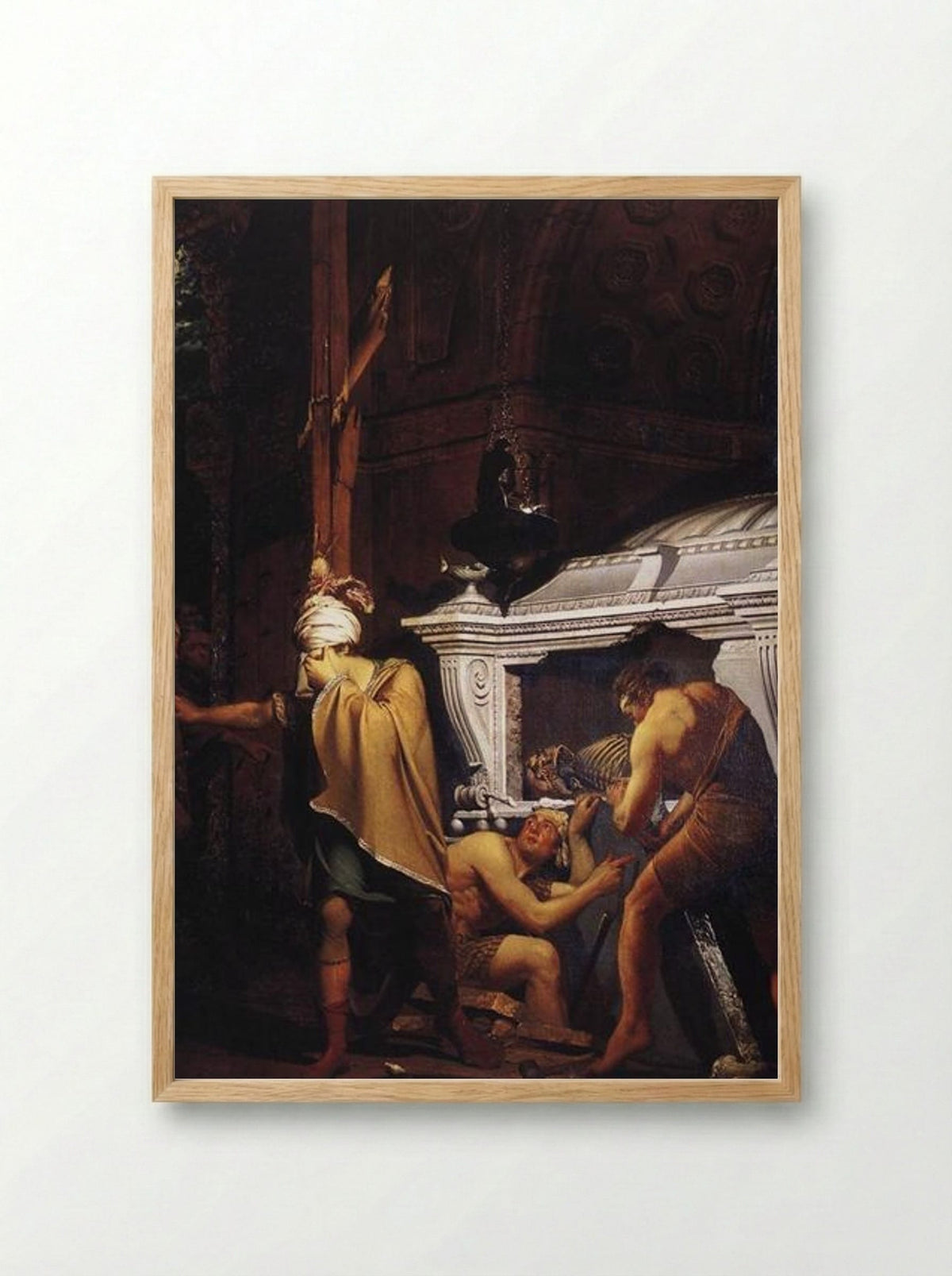 Miravan Breaking Open the Tomb of his Ancestors - Joseph Wright of Derby - Framed Print Wood