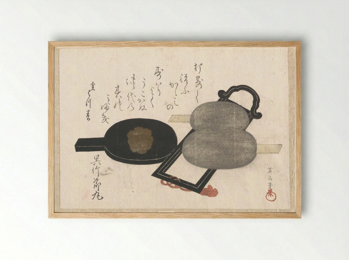 Mirror and Stand - Kikugawa Eizan - Framed Print Wood