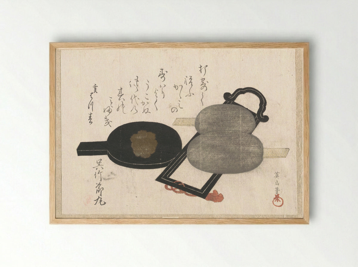Mirror and Stand - Kikugawa Eizan - Framed Print Wood