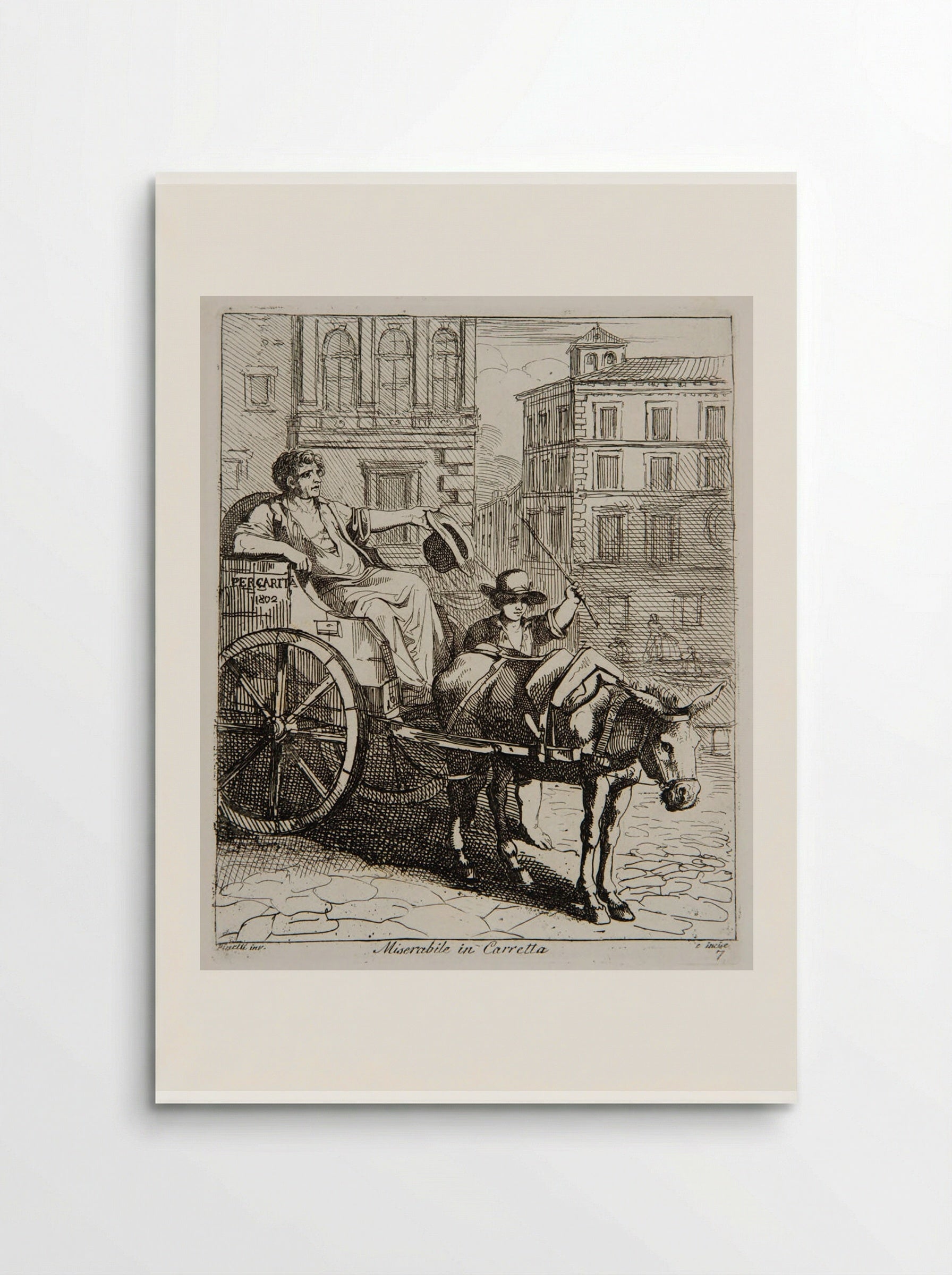 Miserabile in Carretta - Bartolomeo Pinelli - Poster