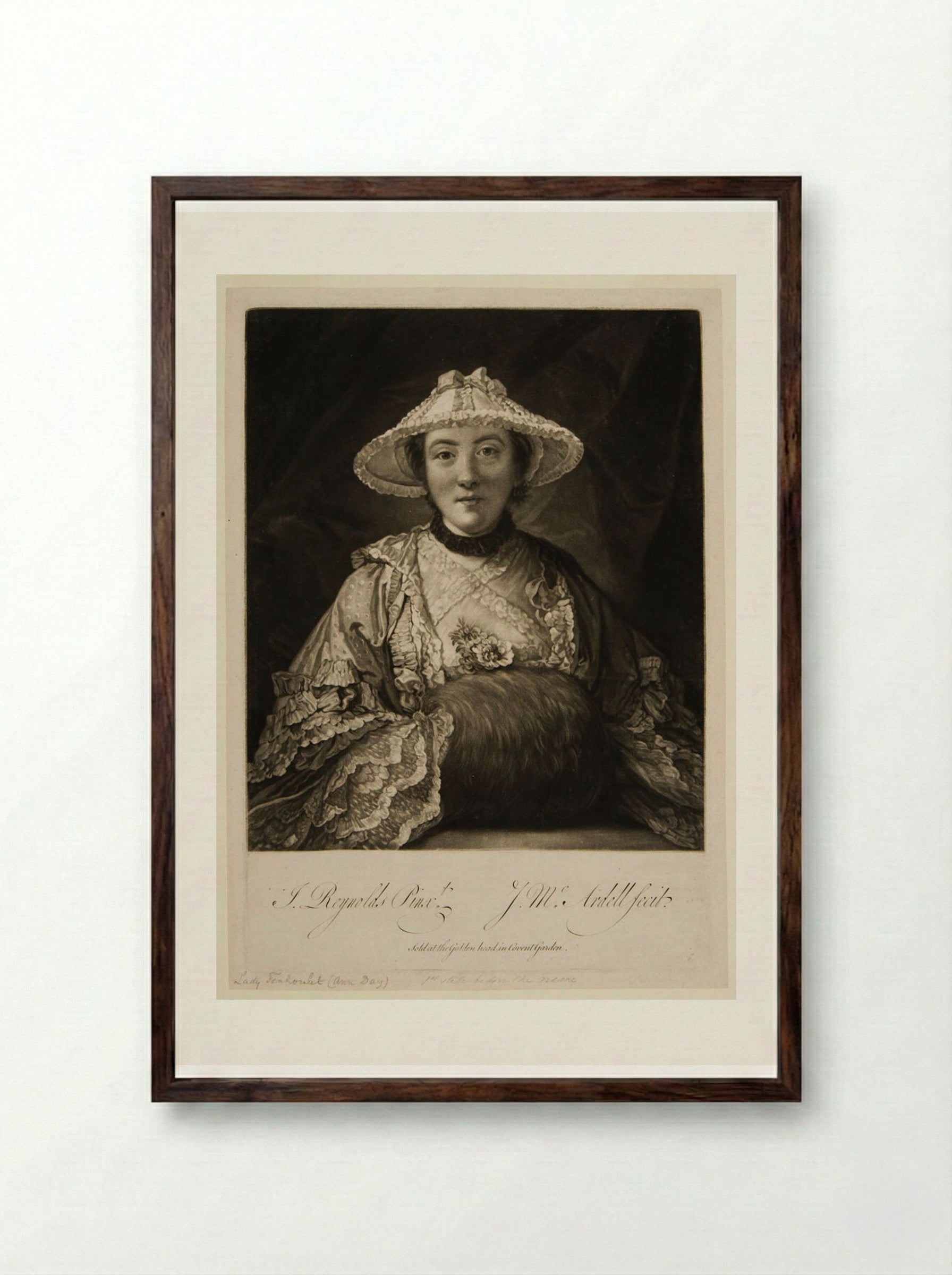 Miss Anne Day, afterwards Lady Fenhoulet - James McArdell - Framed Print Dark Wood