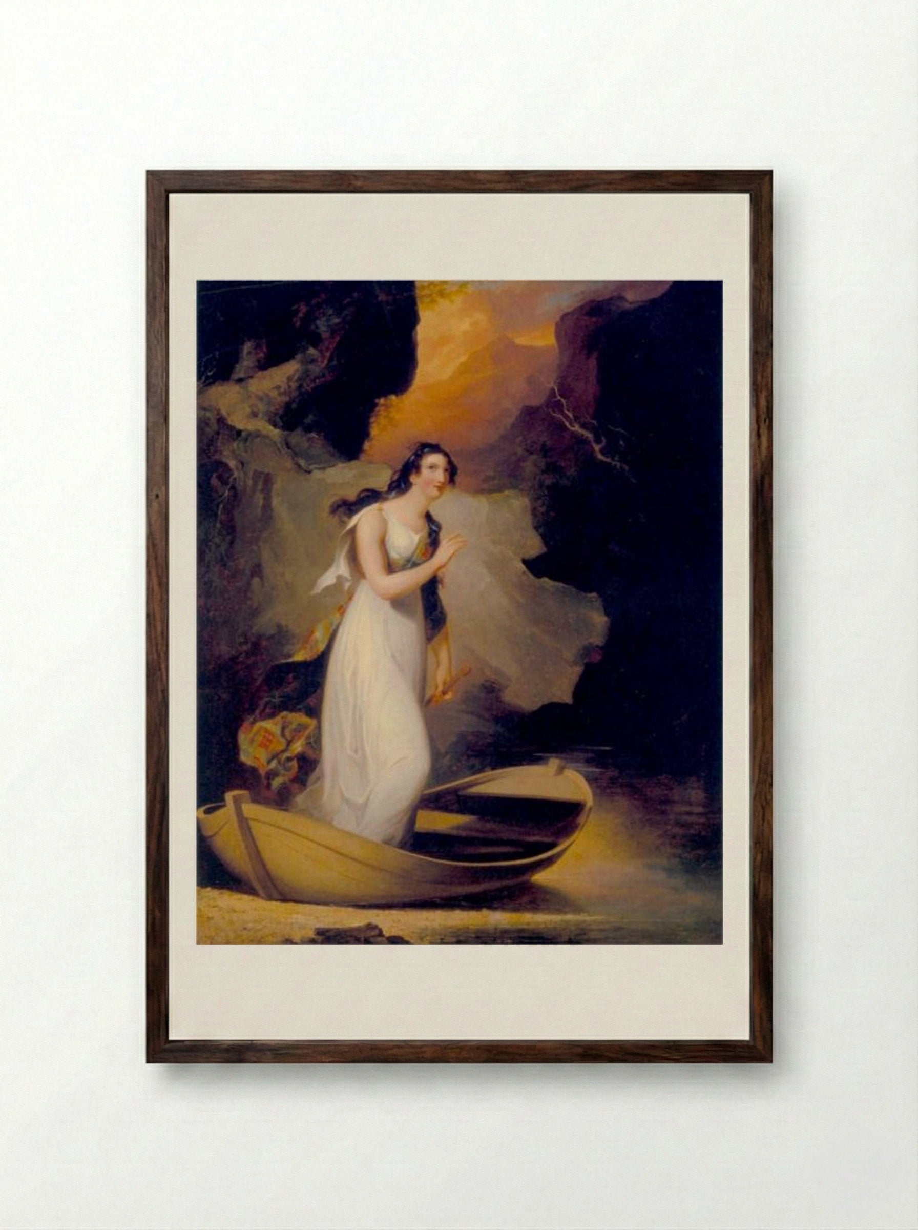 Miss C. Parsons as 'The Lady of the Lake' - Thomas Sully - Framed Print Dark Wood