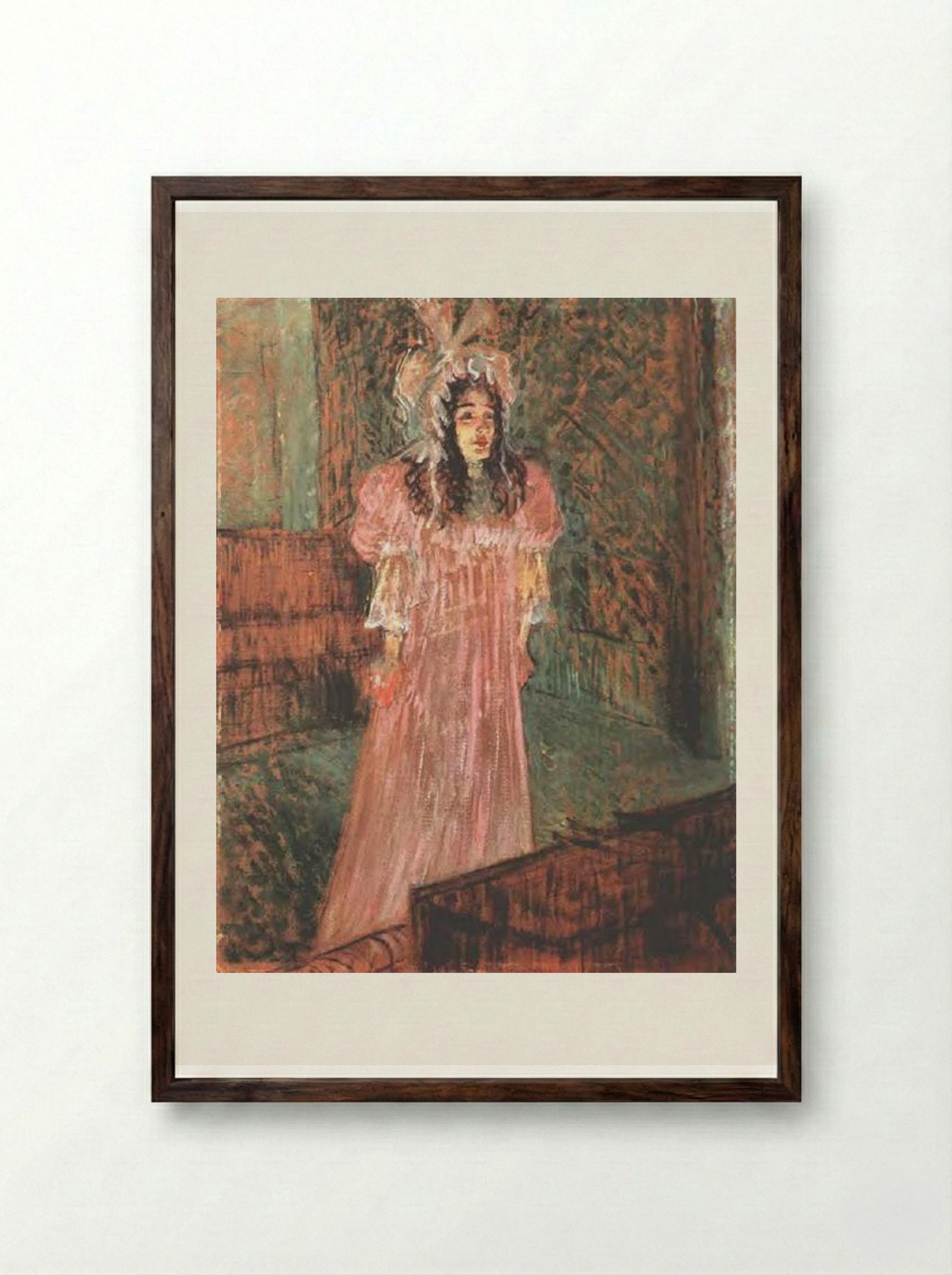 Miss May Belfort - Henri de Toulouse-Lautrec - Framed Print Dark Wood