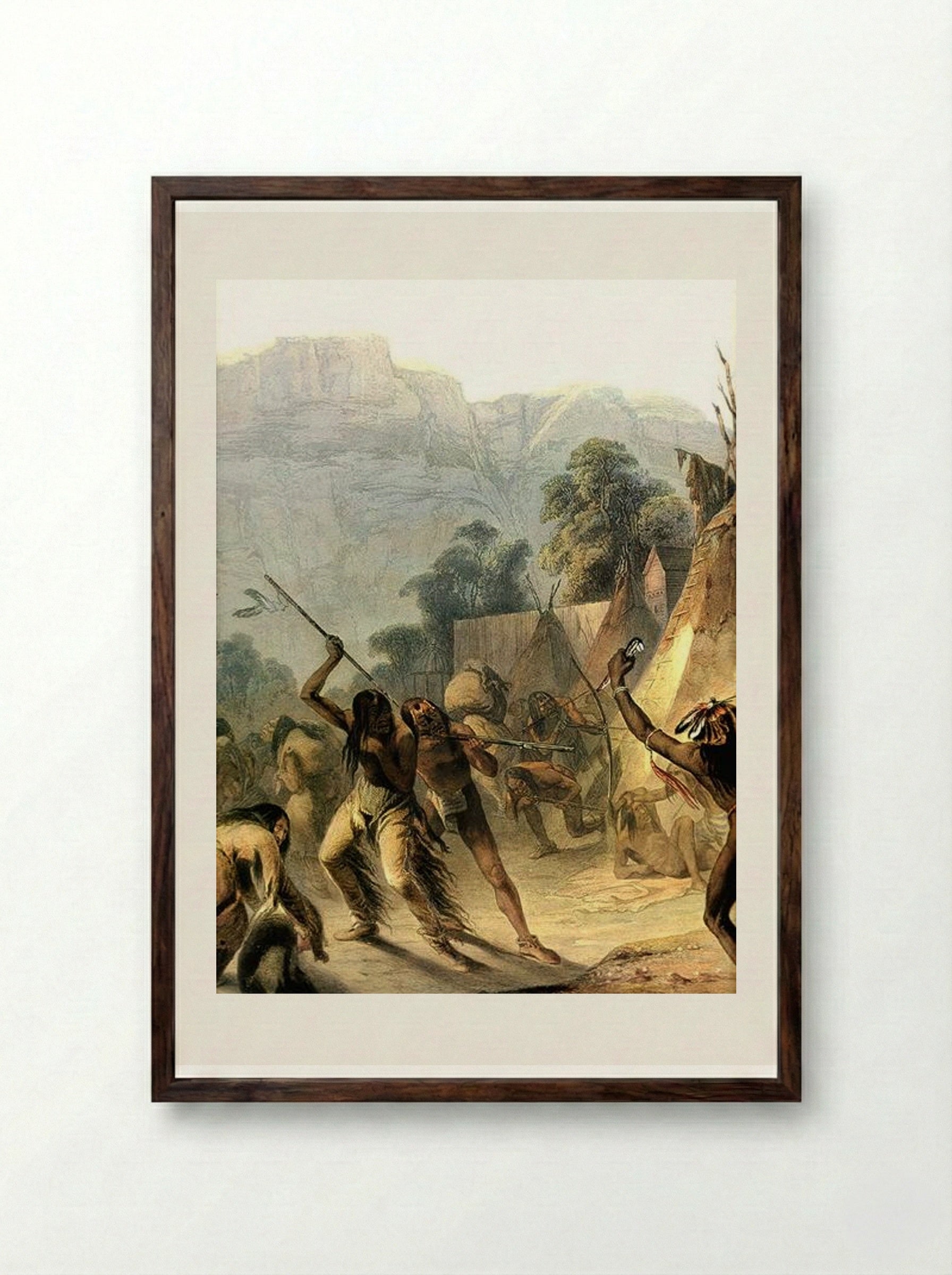 Missouri Indians - Karl Bodmer - Framed Print Dark Wood