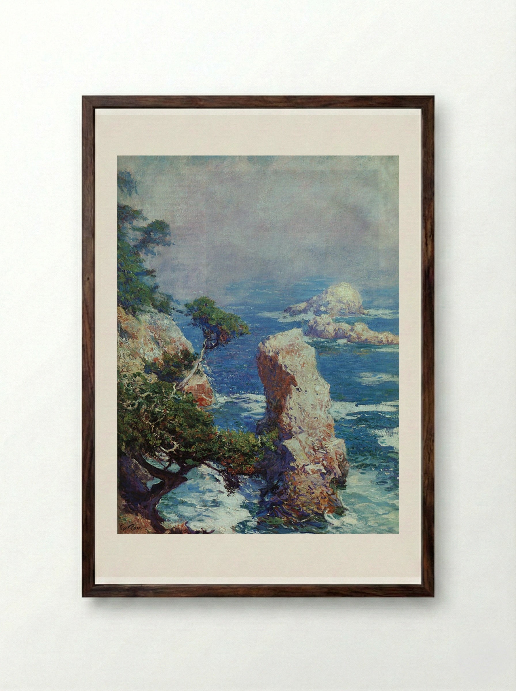 Mist Over Point Lobos - Guy Rose - Framed Print Dark Wood