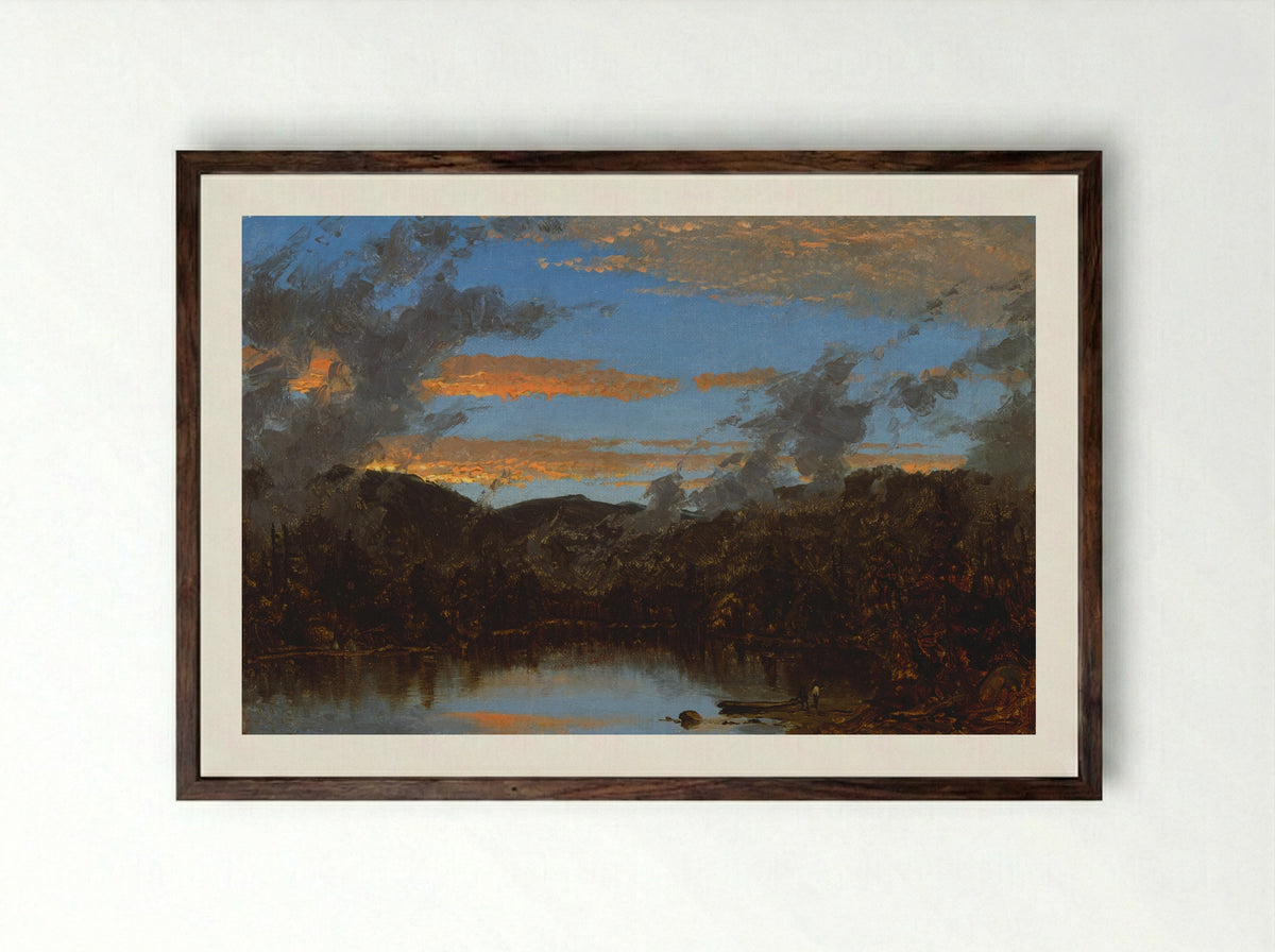 Mist Rising at Sunset in the Catskills - Sanford Robinson Gifford - Framed Print Dark Wood
