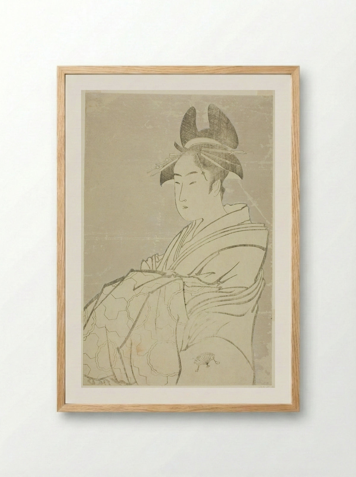 Miyahito of the Ogiya, Whose Assistants Are Tsubaki and Shirabe - Kitagawa Utamaro - Framed Print Wood