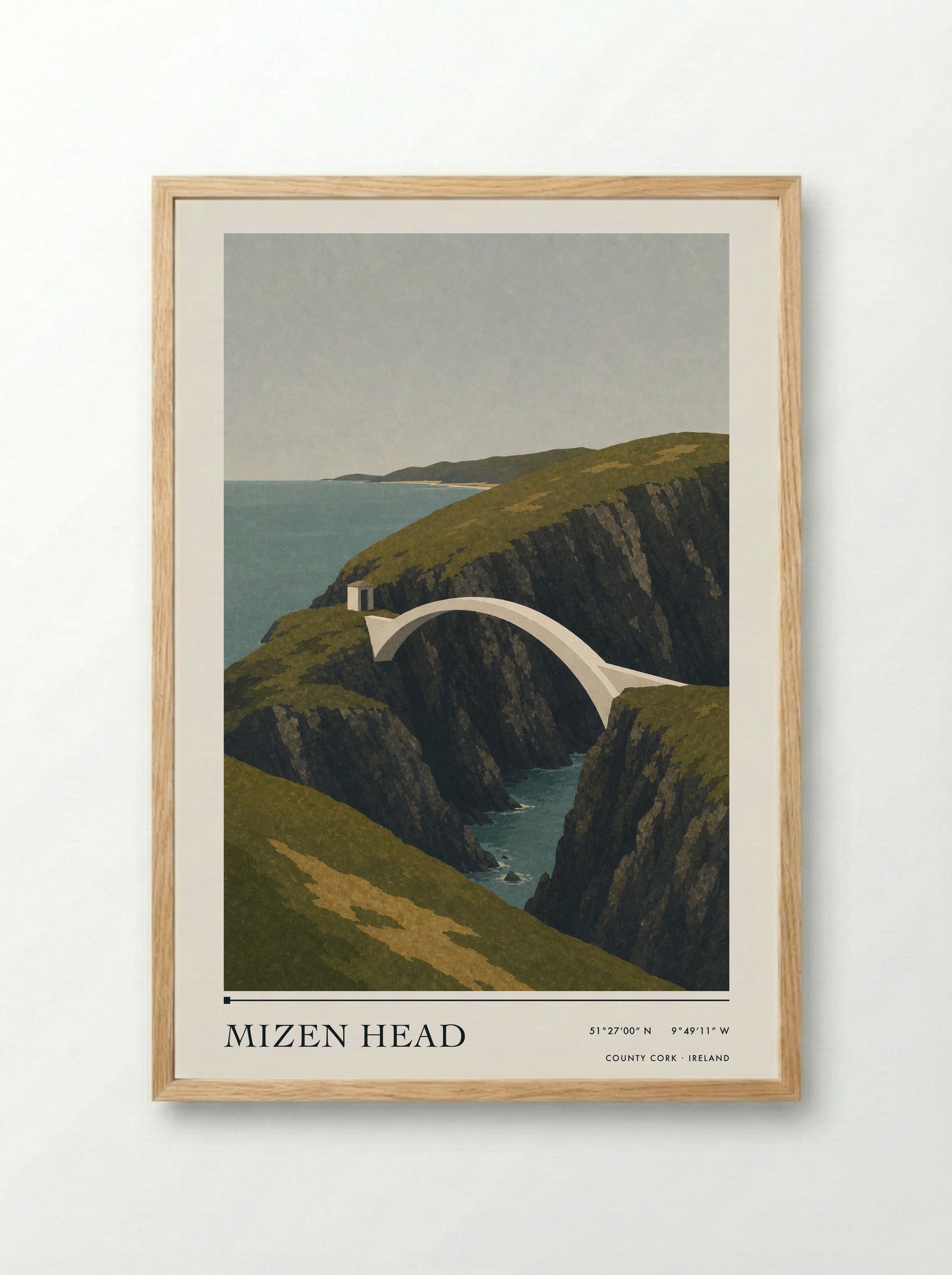 Mizen Head Travel Poster Artwork - Framed Print Wood