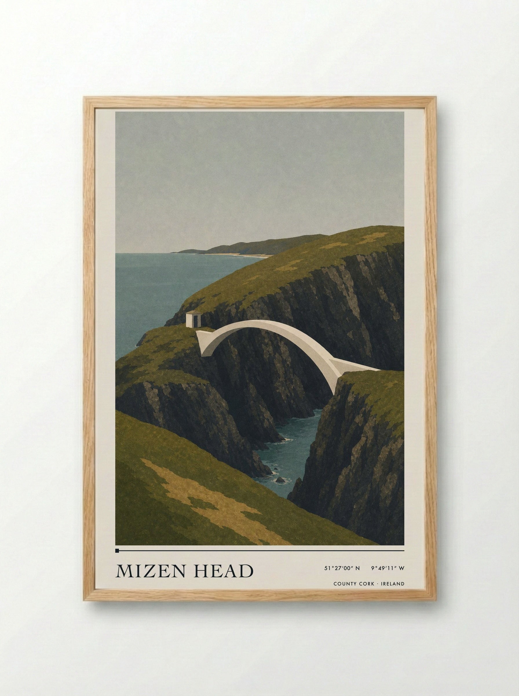 Mizen Head Travel Poster Artwork - Framed Print Wood