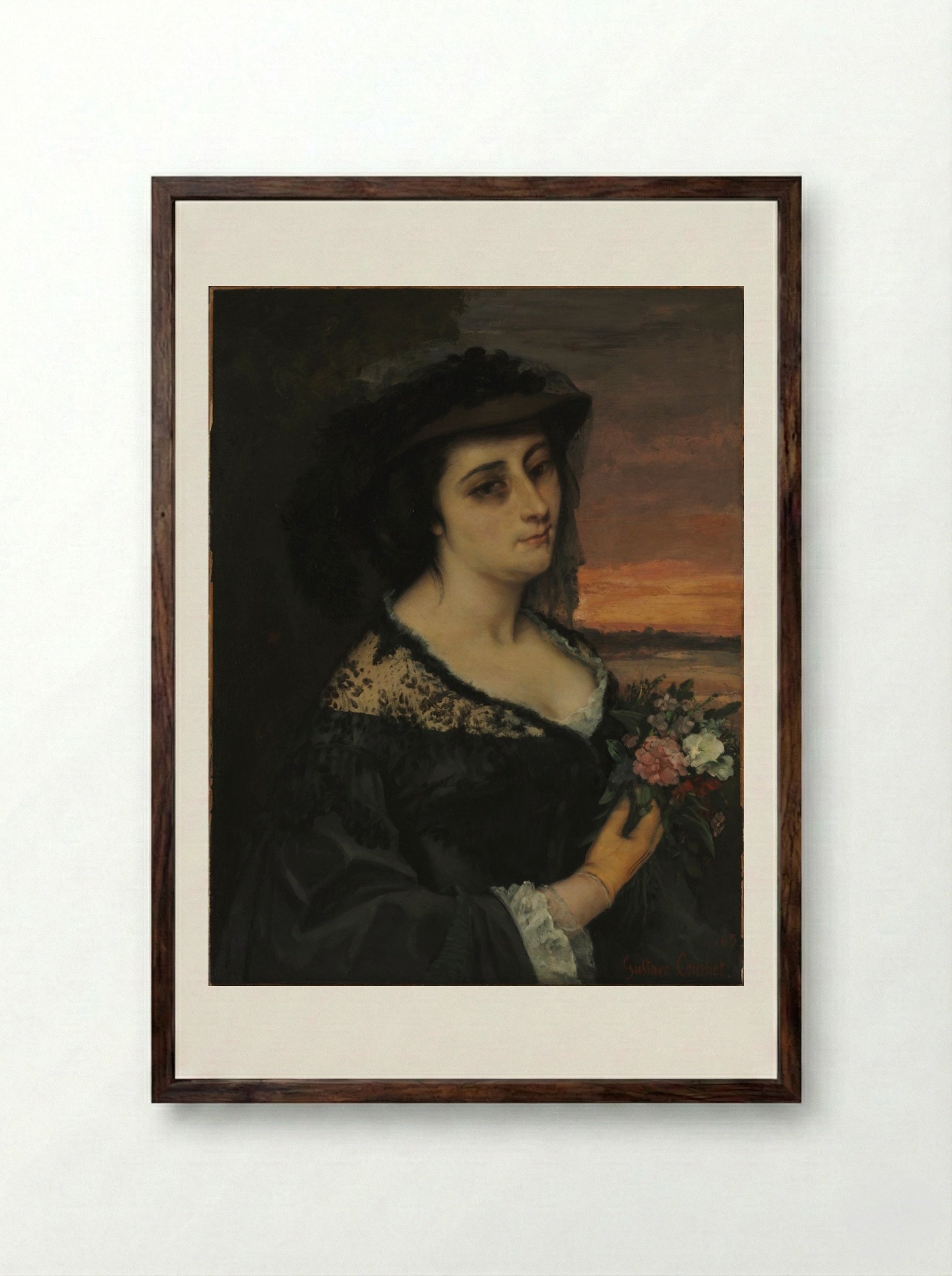 Mme L... (Laure Borreau) - Gustave Courbet - Framed Print Dark Wood