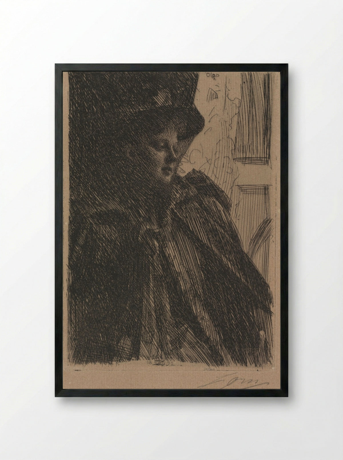 Mme. Olga Bratt - Anders Zorn - Framed Print Black