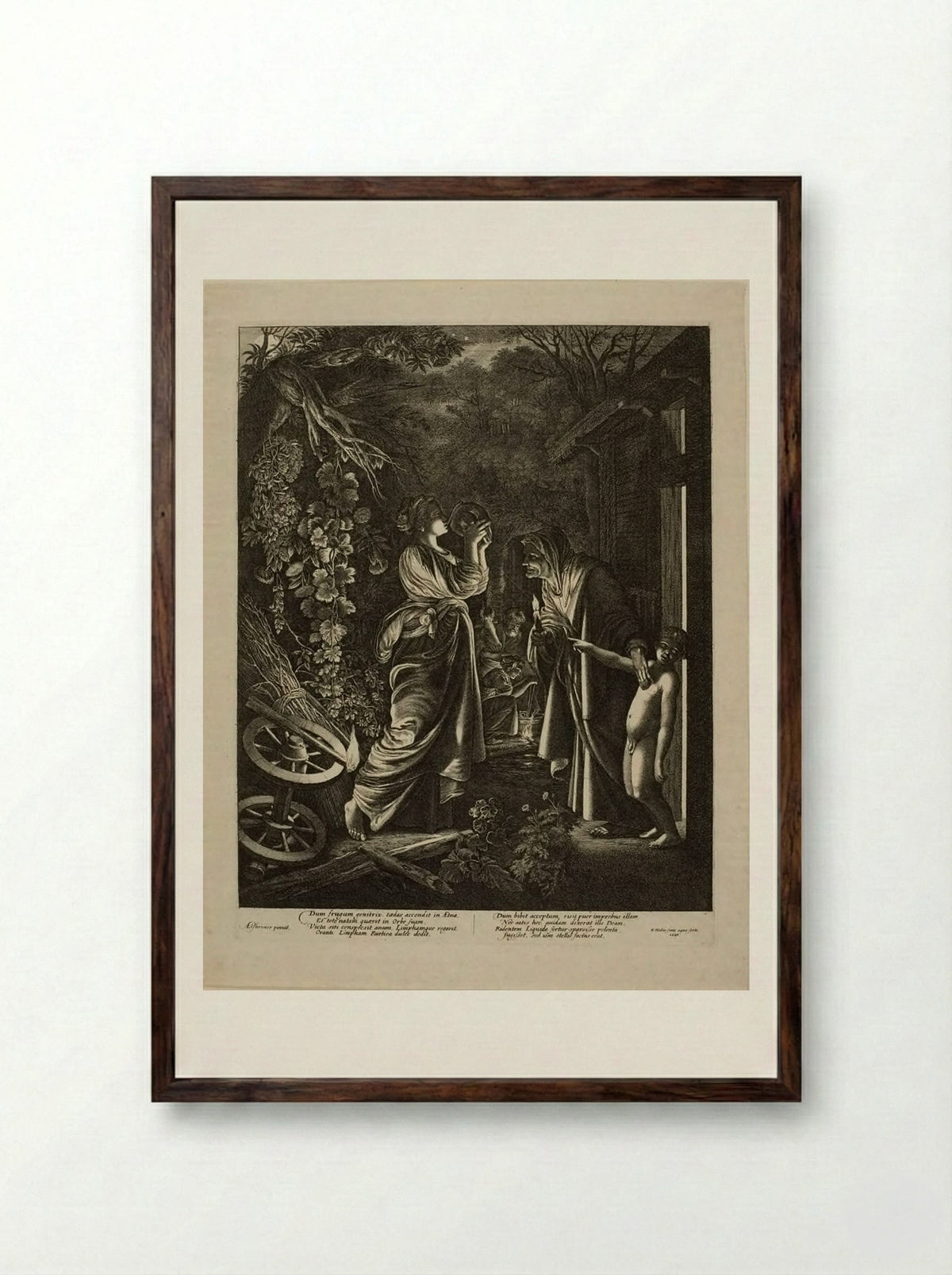 Mocking of Ceres - Wenceslaus Hollar - Framed Print Dark Wood
