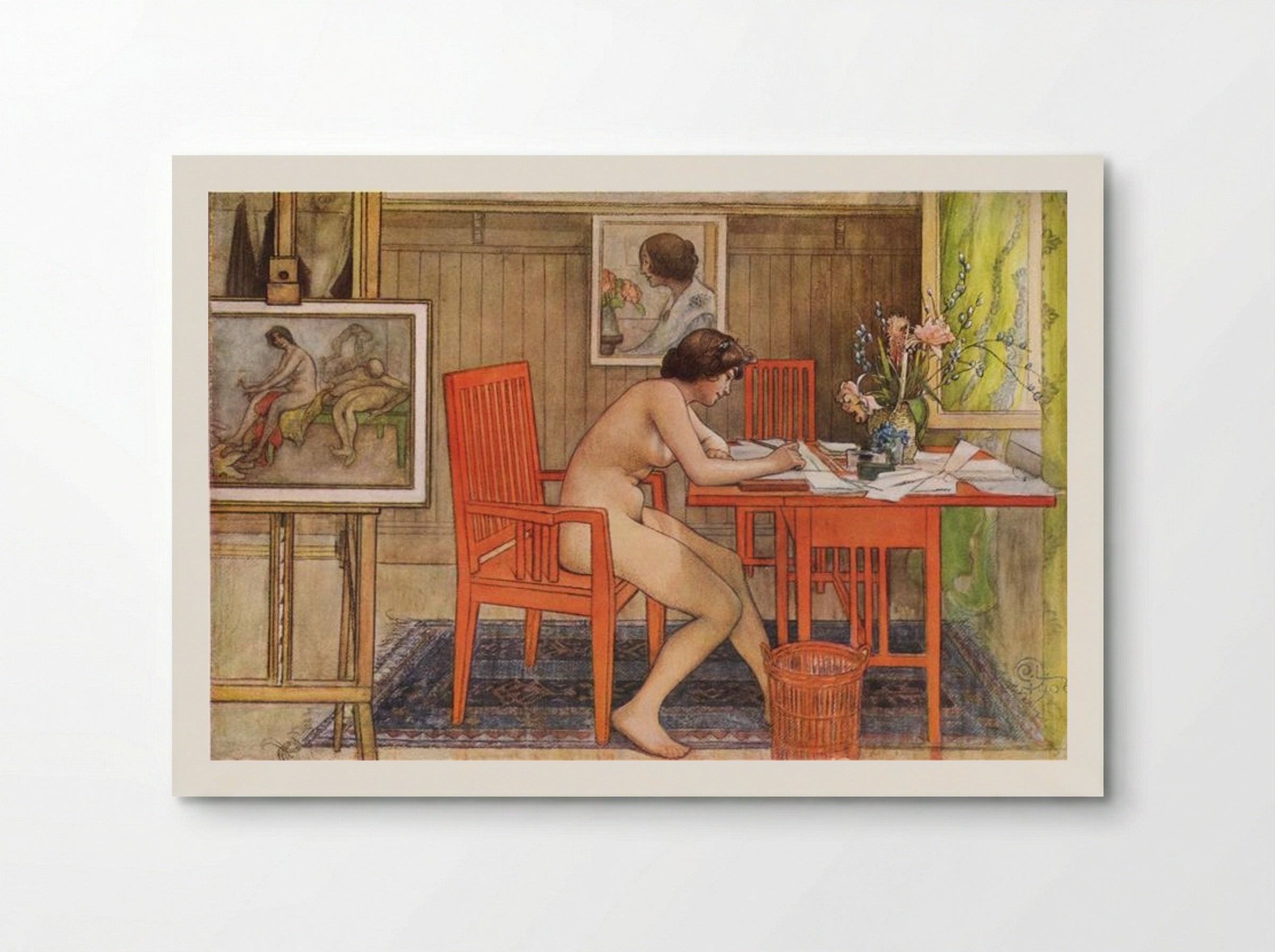 Model Writing Postcards - Carl Larsson - Poster