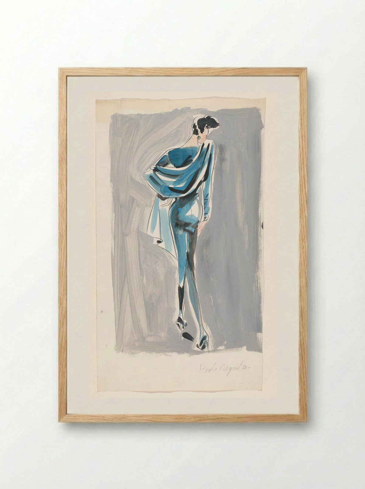 Model in een japon met stola van Paolo Negrato - Arie Vervelde - Framed Print Wood