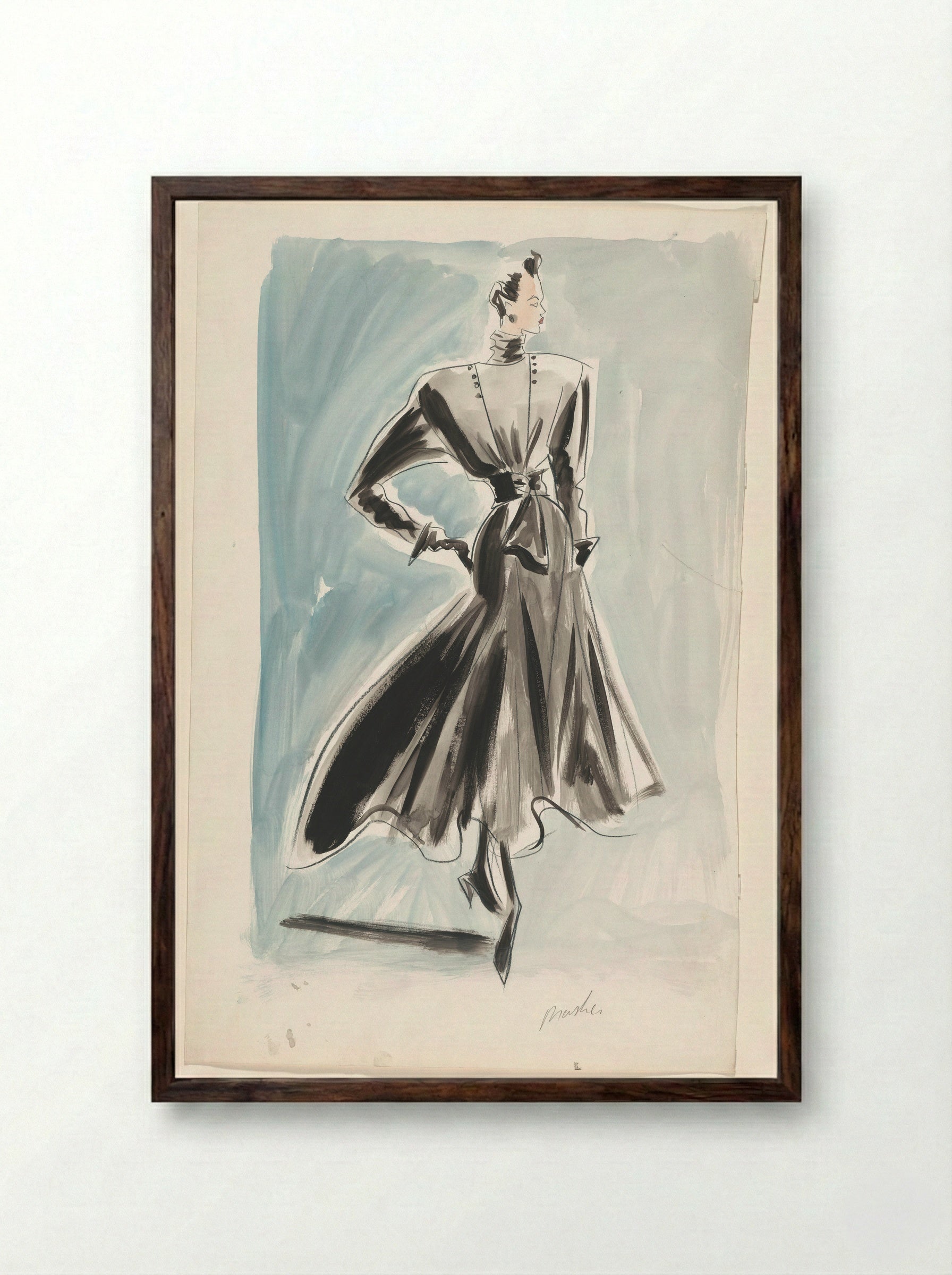 Model in een jurk van Basler - Arie Vervelde - Framed Print Dark Wood