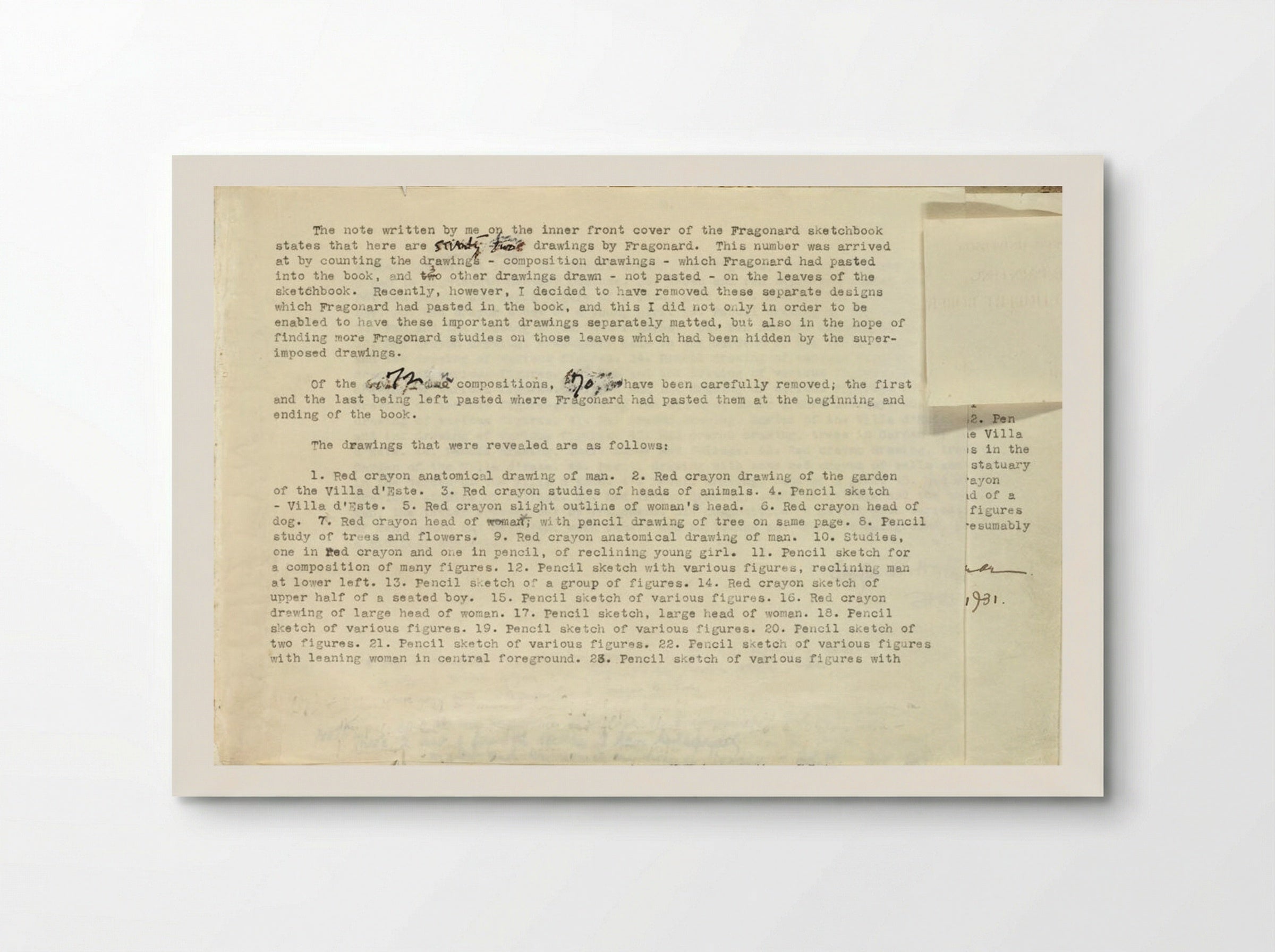 Modern Folio with Typed Text and Inscriptions - Jean-Honoré Fragonard - Poster
