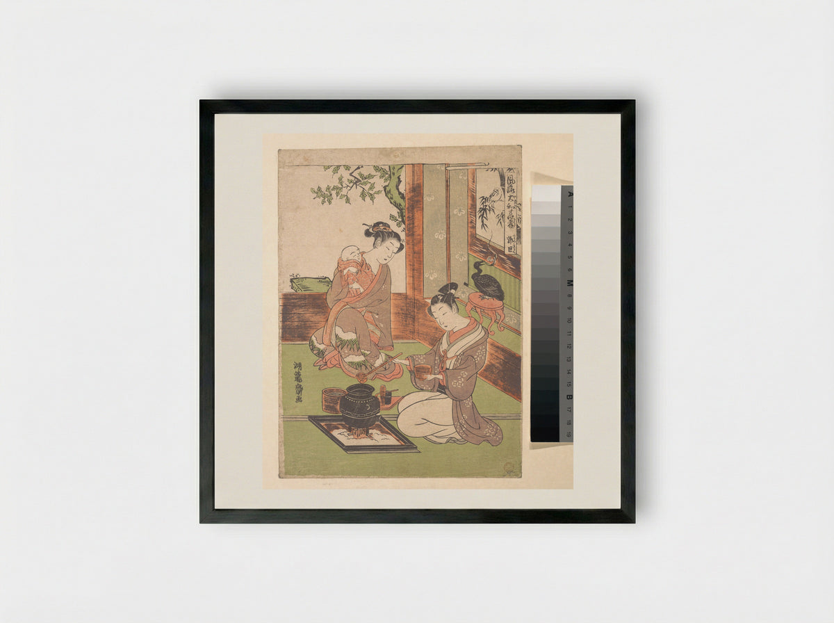 Modern Versions of the Twenty-four Paragons of Filial Piety: Guo Zhu - Isoda Koryūsai - Framed Print Black