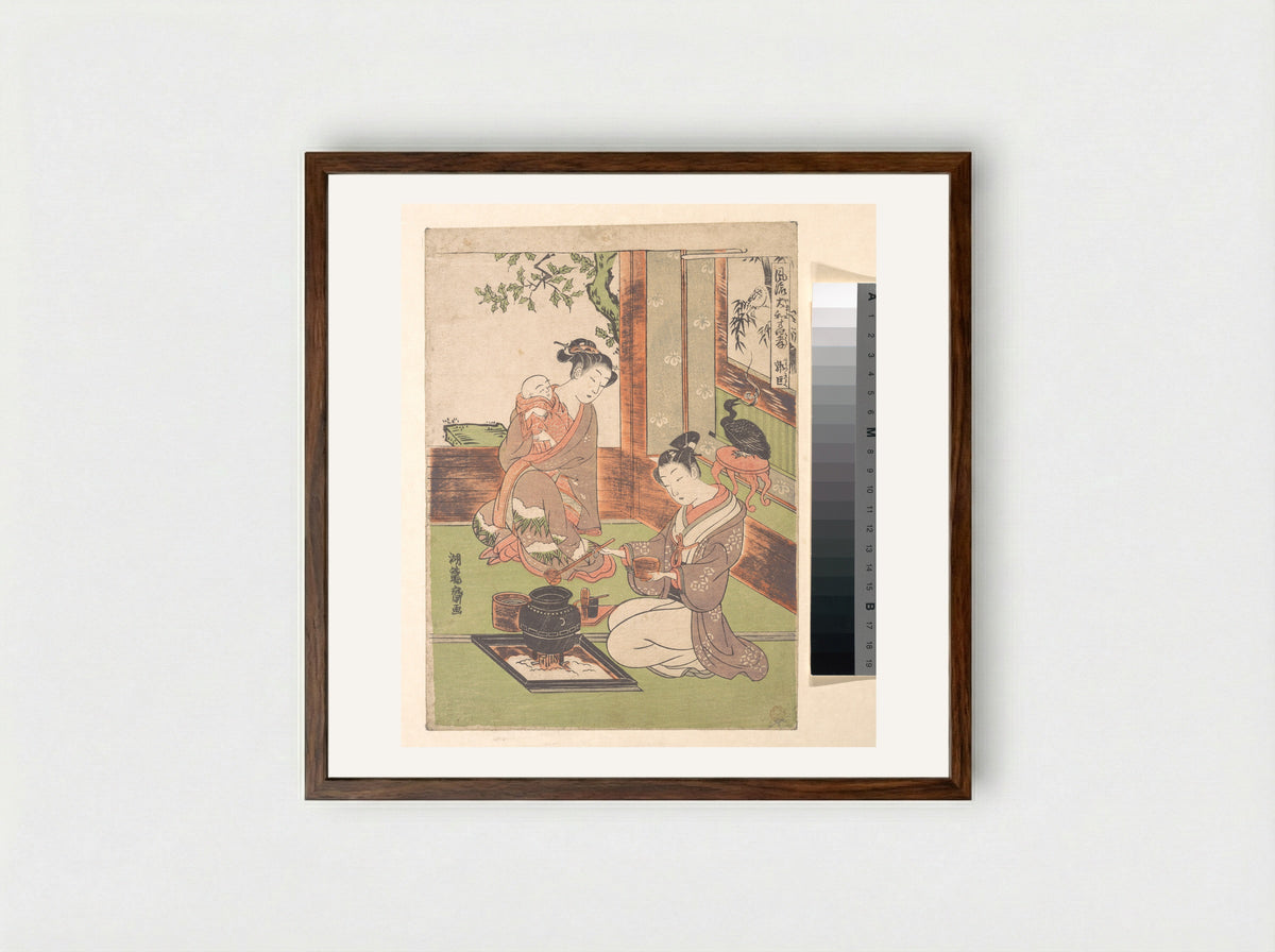 Modern Versions of the Twenty-four Paragons of Filial Piety: Guo Zhu - Isoda Koryūsai - Framed Print Dark Wood