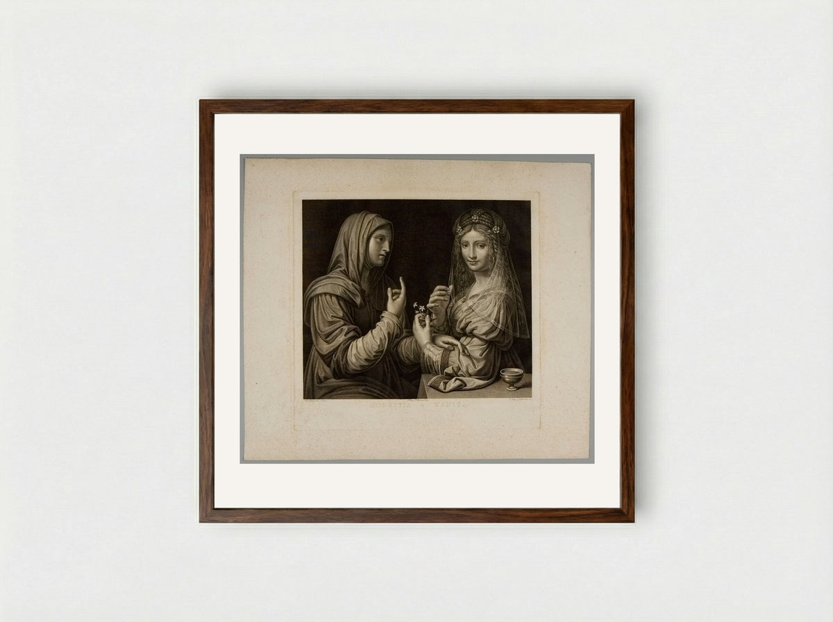 Modesta e Vanità (Modesty and Vanity) - Angelo Campanella - Framed Print Dark Wood