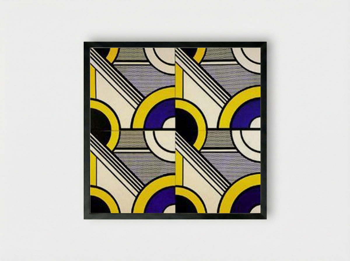 Modular Painting with Four Panels, #1 - Roy Lichtenstein - Framed Print Black