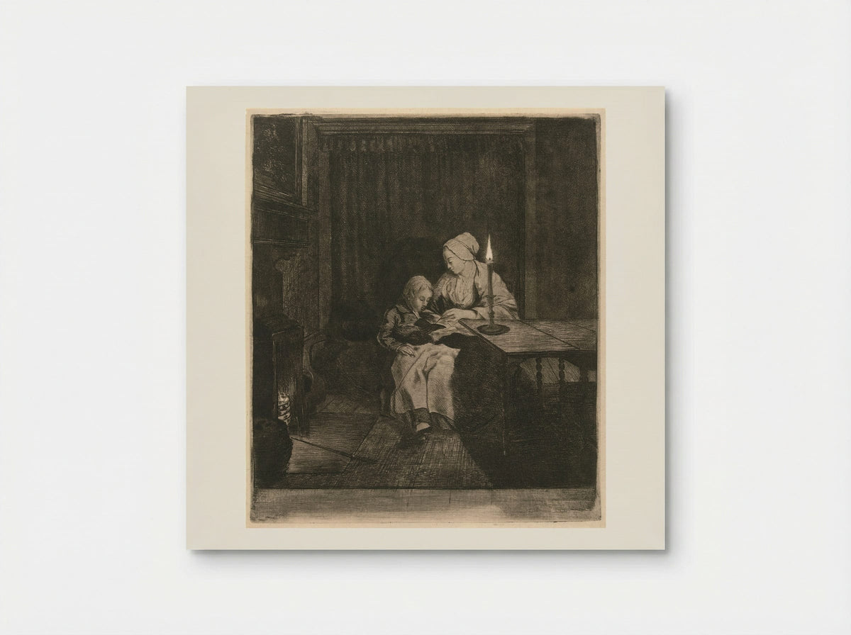 Moeder geeft haar zoon les (Mother Teaching Her Son) - Louis Bernard Coclers - Poster