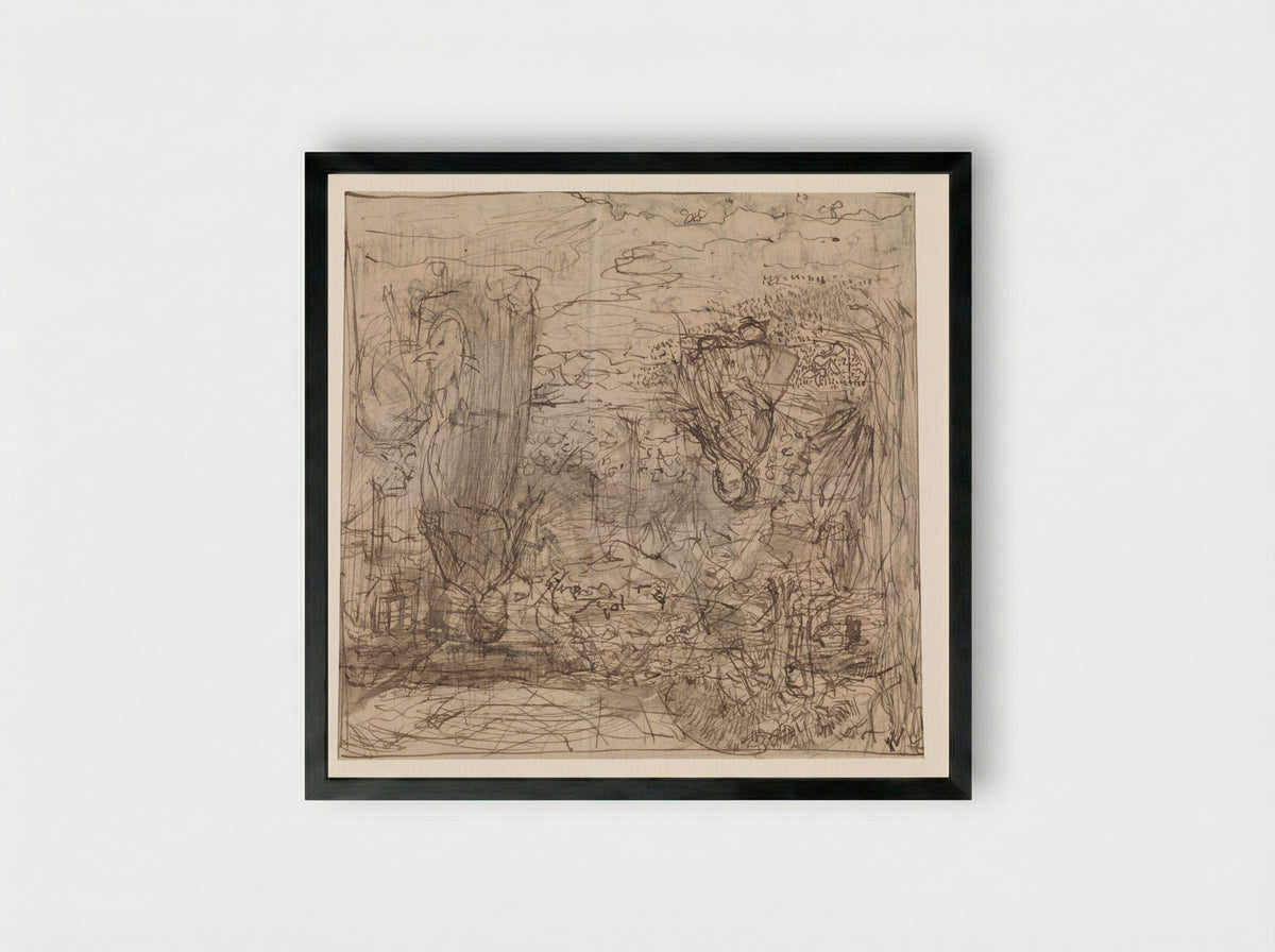 Moeder met kind in een tuin - Edzard Koning - Framed Print Black