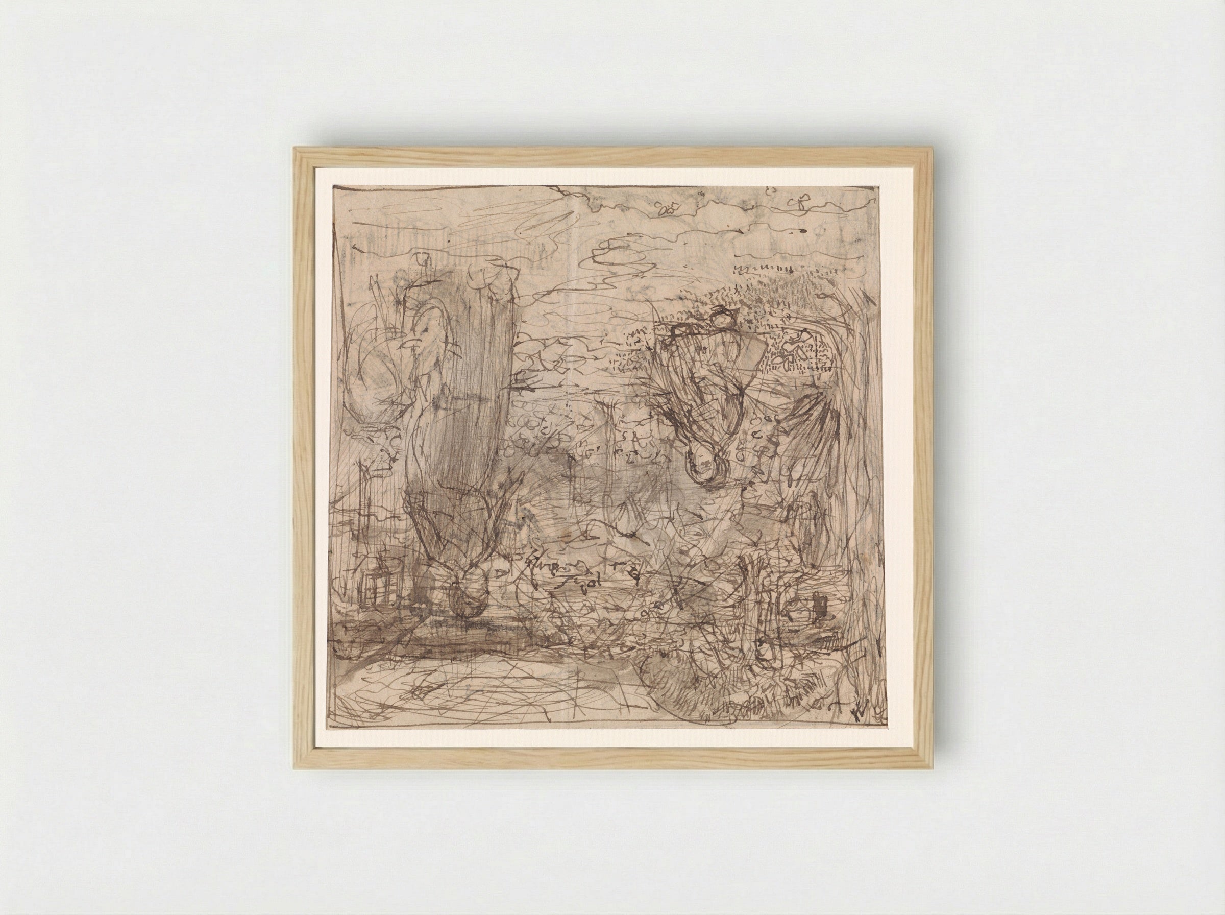 Moeder met kind in een tuin - Edzard Koning - Framed Print Wood