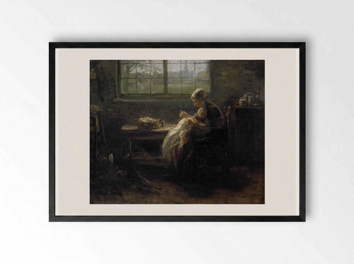 Moederweelde (Mother's Joy) - Jozef Israëls - Framed Print Black